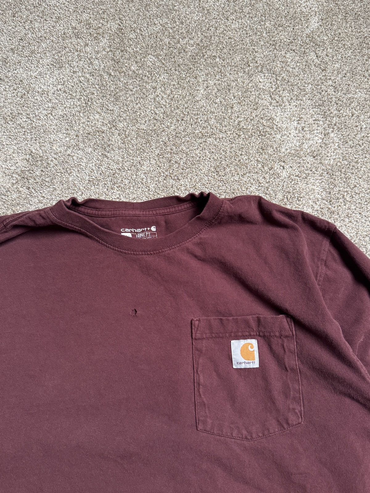 Carhartt MAROON CARHARTT POCKET LONG SLEEVE Size US L / EU 52-54 / 3 - 2 Thumbnail