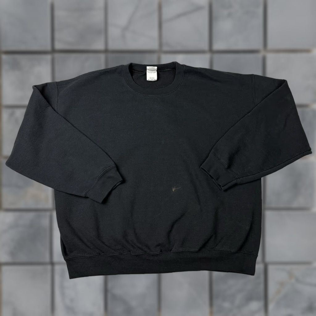 Gildan VINTAGE Gildan Sweatshirt Mens XL Black 90s Pullover Heavyweight Fleece Cotton Polyester Distressed Size US XL / EU 56 / 4 - 1 Thumbnail