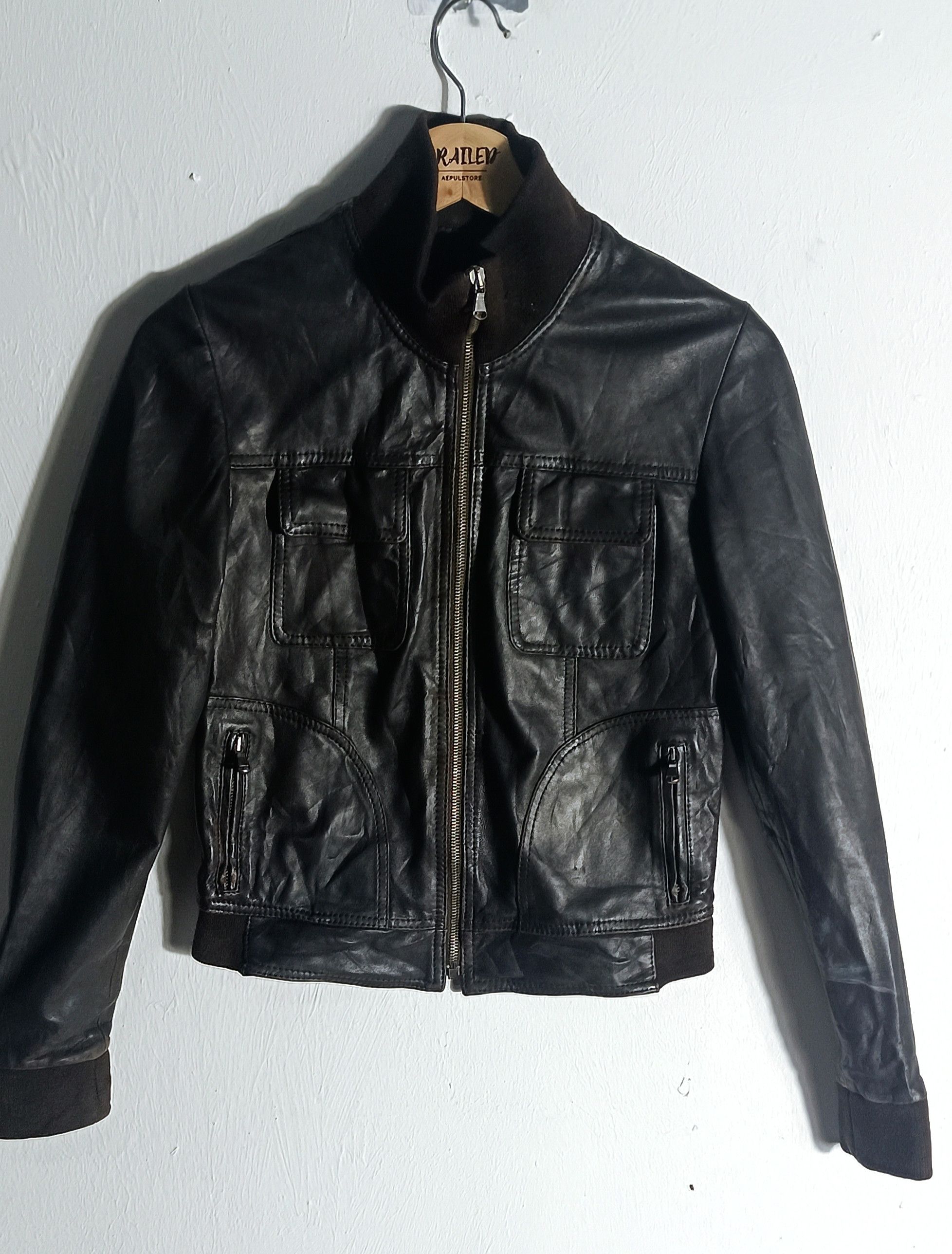 image of Leather Jacket x Vera Pelle Vintage Learther Jacket Designer Verra Pelle in Black (Size Small)
