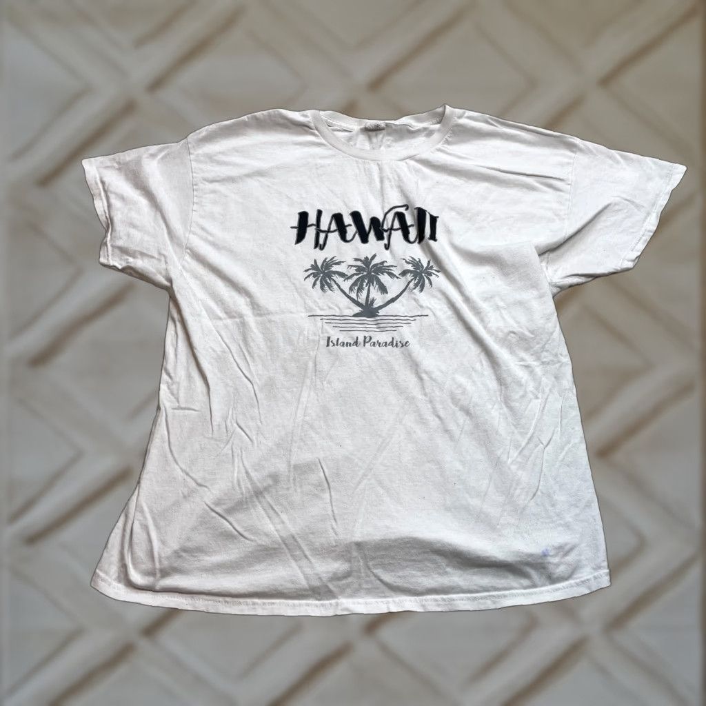 Hanes Hanes Shirt Mens XL White Hawaii Island Paradise Logo Short Sleeve Crew Cotton Size US XL / EU 56 / 4 - 1 Thumbnail