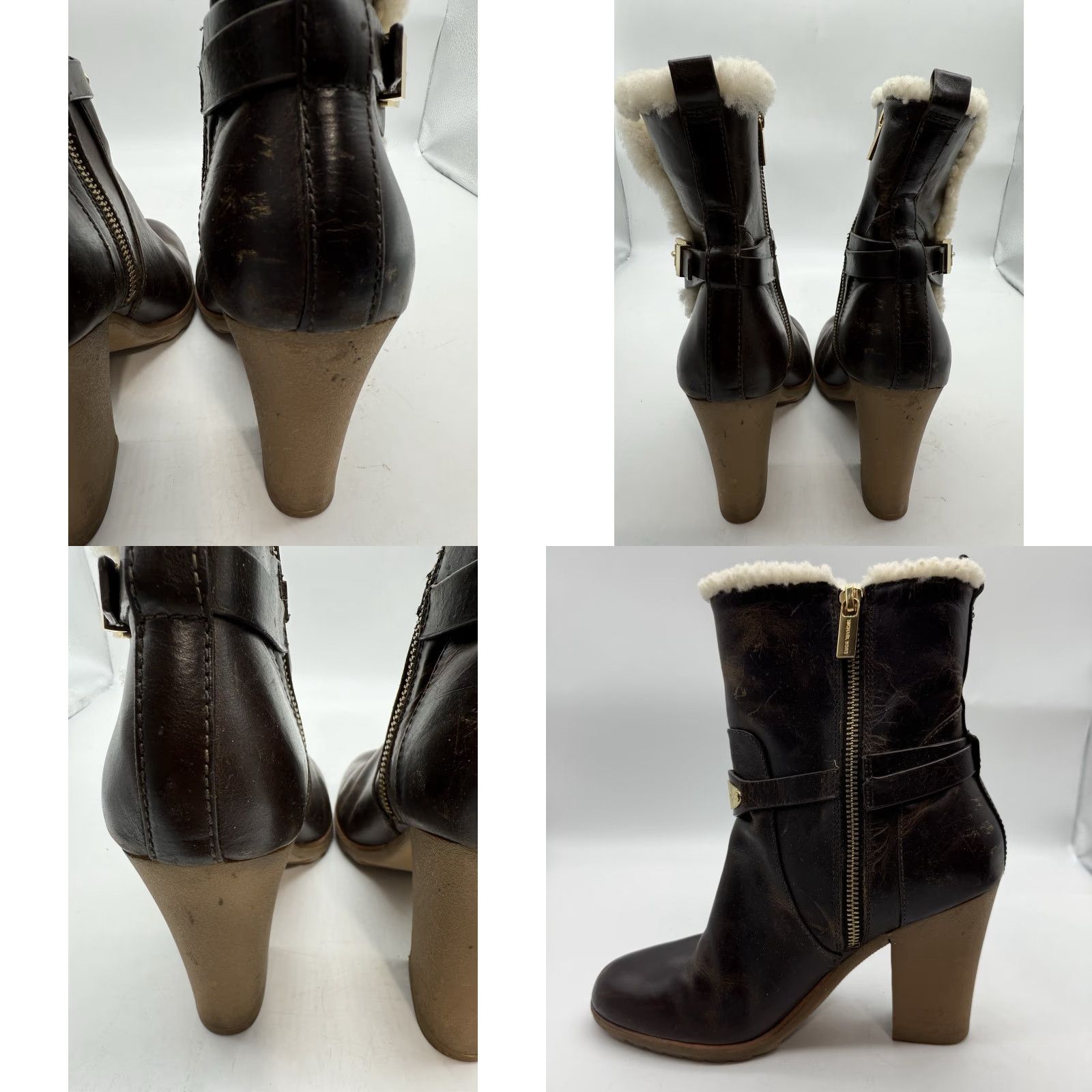 Michael Kors Michael Kors Leather High Heel Women 8.5 M Brown Booties Buckle Sherpa Zip Side Boots Womens 8.5 Brown Leather Heels Size US 9 / IT 39 - 8 Thumbnail