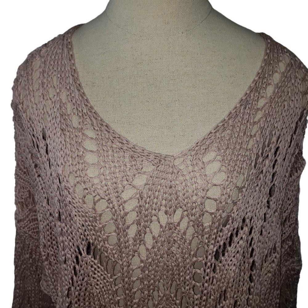 Designer CT777 Tina Stephens Italian Pink V-neck Crocheted Sweater S Size S / US 4 / IT 40 - 2 Thumbnail