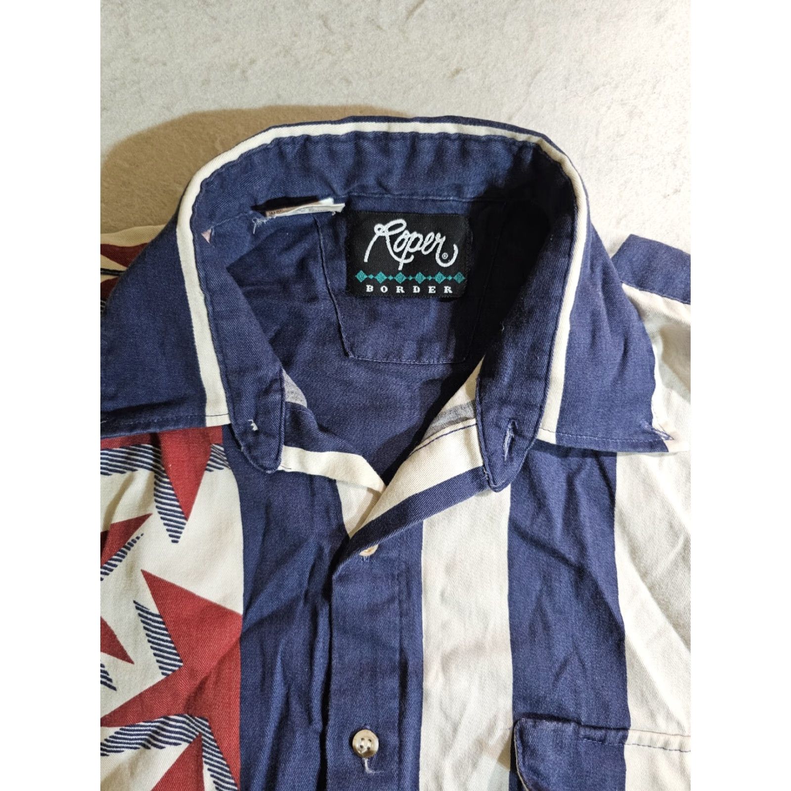 Roper VINTAGE Roper Border Retro Rodeo Long Sleeve American Flag Shirt Large Mens Size US L / EU 52-54 / 3 - 3 Thumbnail
