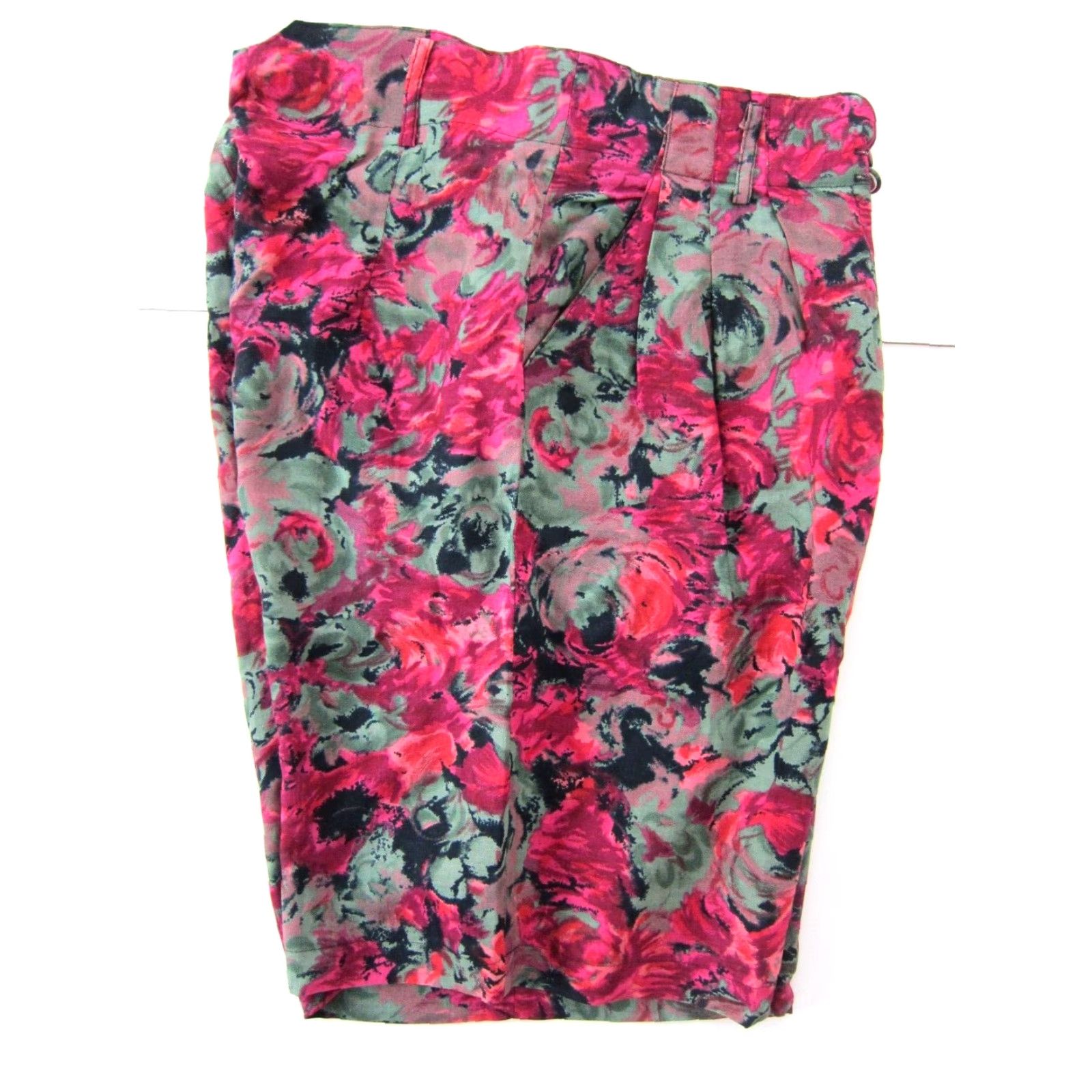 Vintage VINTAGE La BELLE Bermuda Shorts Pink Green Black Floral Pocket High Rise Pleated M Size 30" / US 8 / IT 44 - 5 Thumbnail