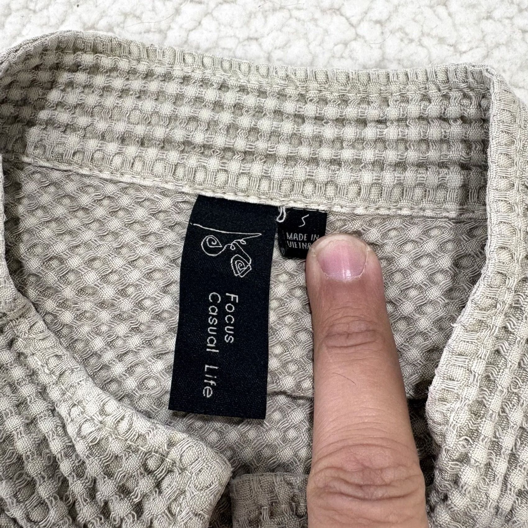 Alife VINTAGE Focus Casual Life Sweater Cardigan Waffle-Knit High Neck Size S Tan Beige Women Size S / US 4 / IT 40 - 3 Thumbnail