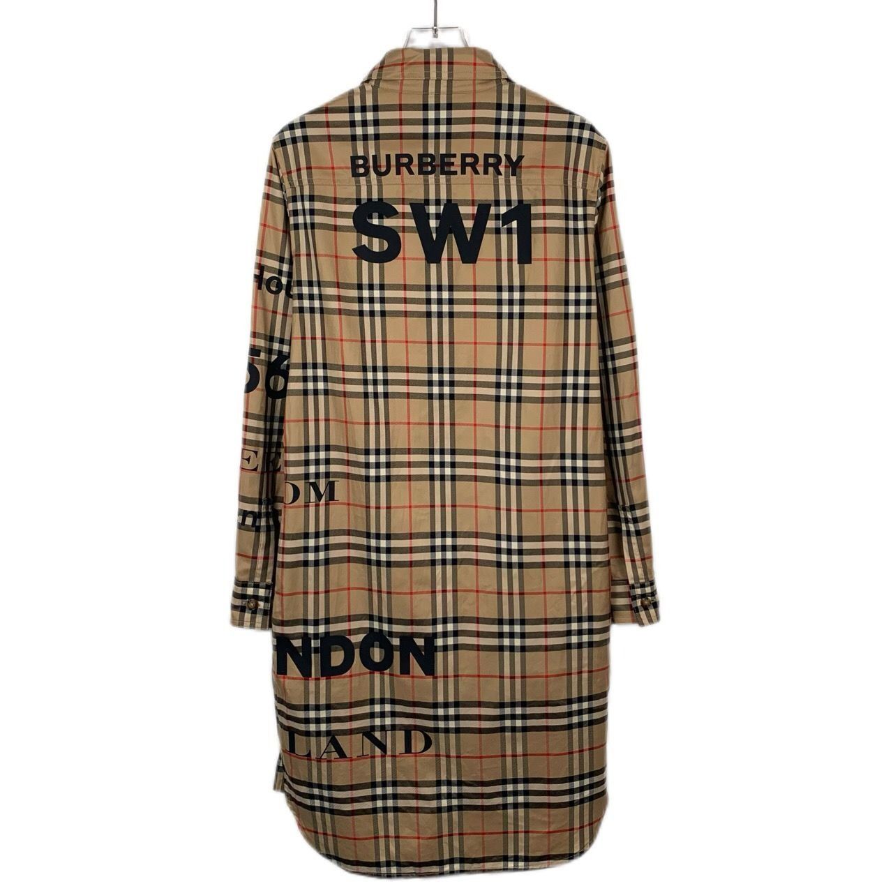 Burberry [Burberry] Logo Lettering Print Check Brown Cotton Shirt Dre Size XS / US 0-2 / IT 36-38 - 7 Thumbnail