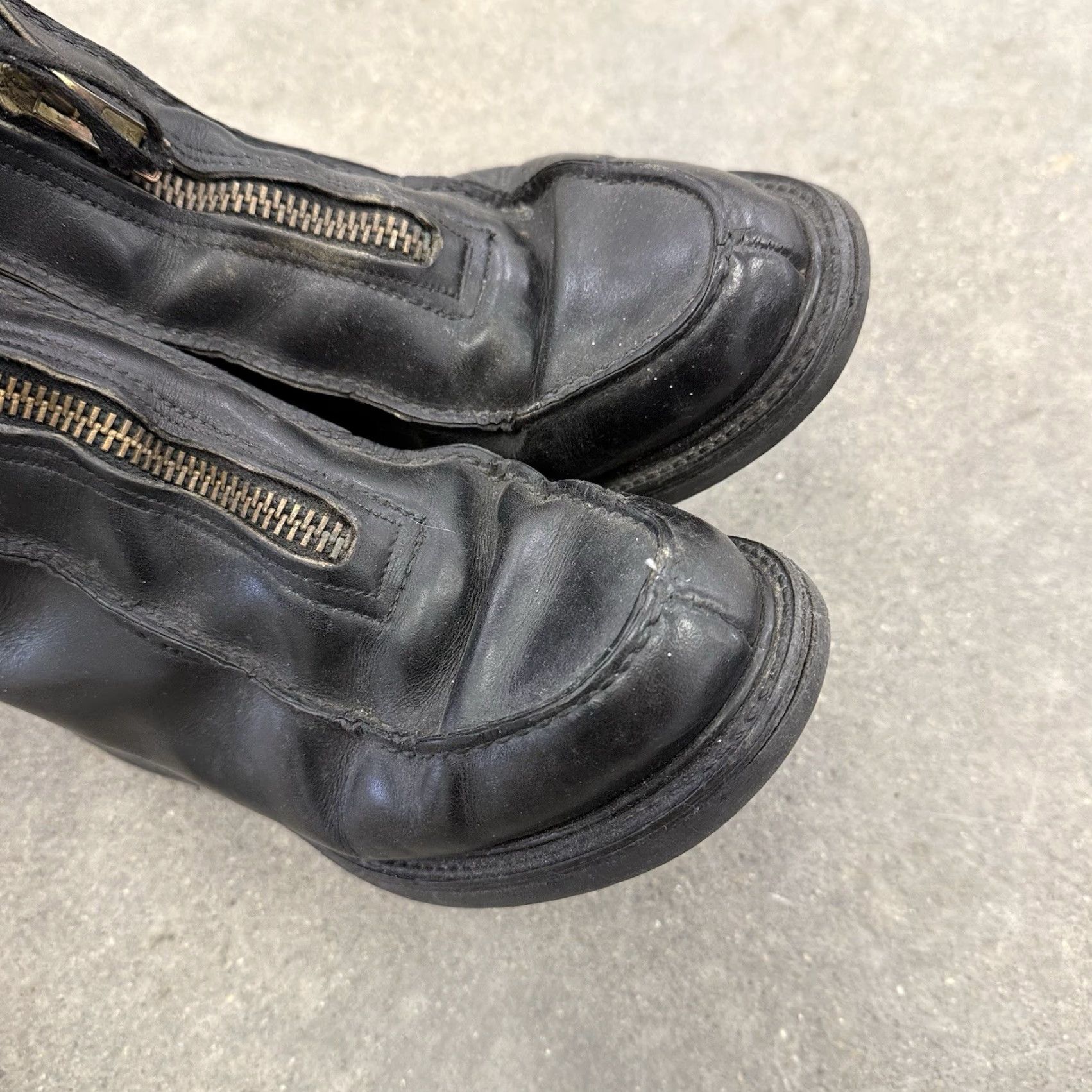 Doublet VINTAGE Double-H Boots Leather Front Zip Black Stadium Boots 5331 USA 7.5 D Distressed Mens Boots Western Leather Zip USA 5331 VTG Size US 7 / EU 40 - 6 Thumbnail