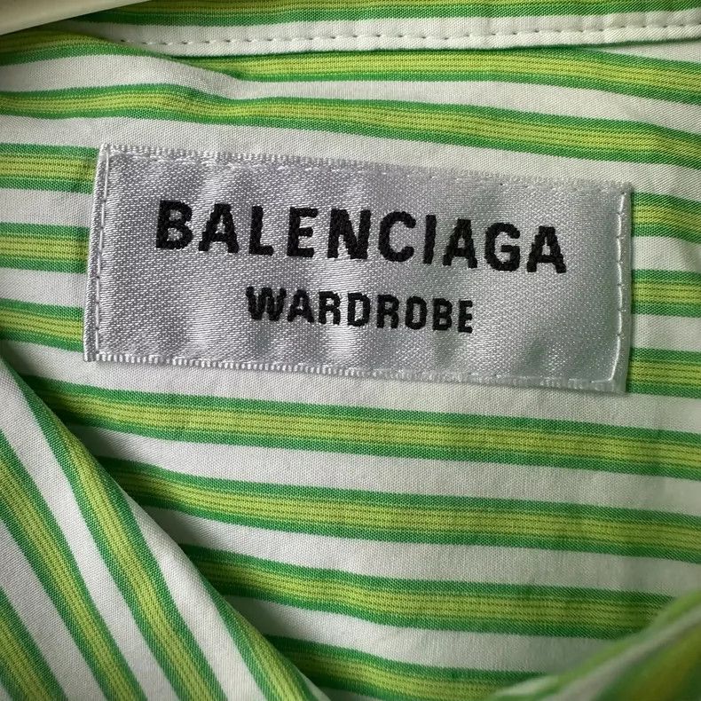 Balenciaga Balenciaga size 34 Women's Green Striped Loose Fit Shirt Size S / US 4 / IT 40 - 4 Thumbnail