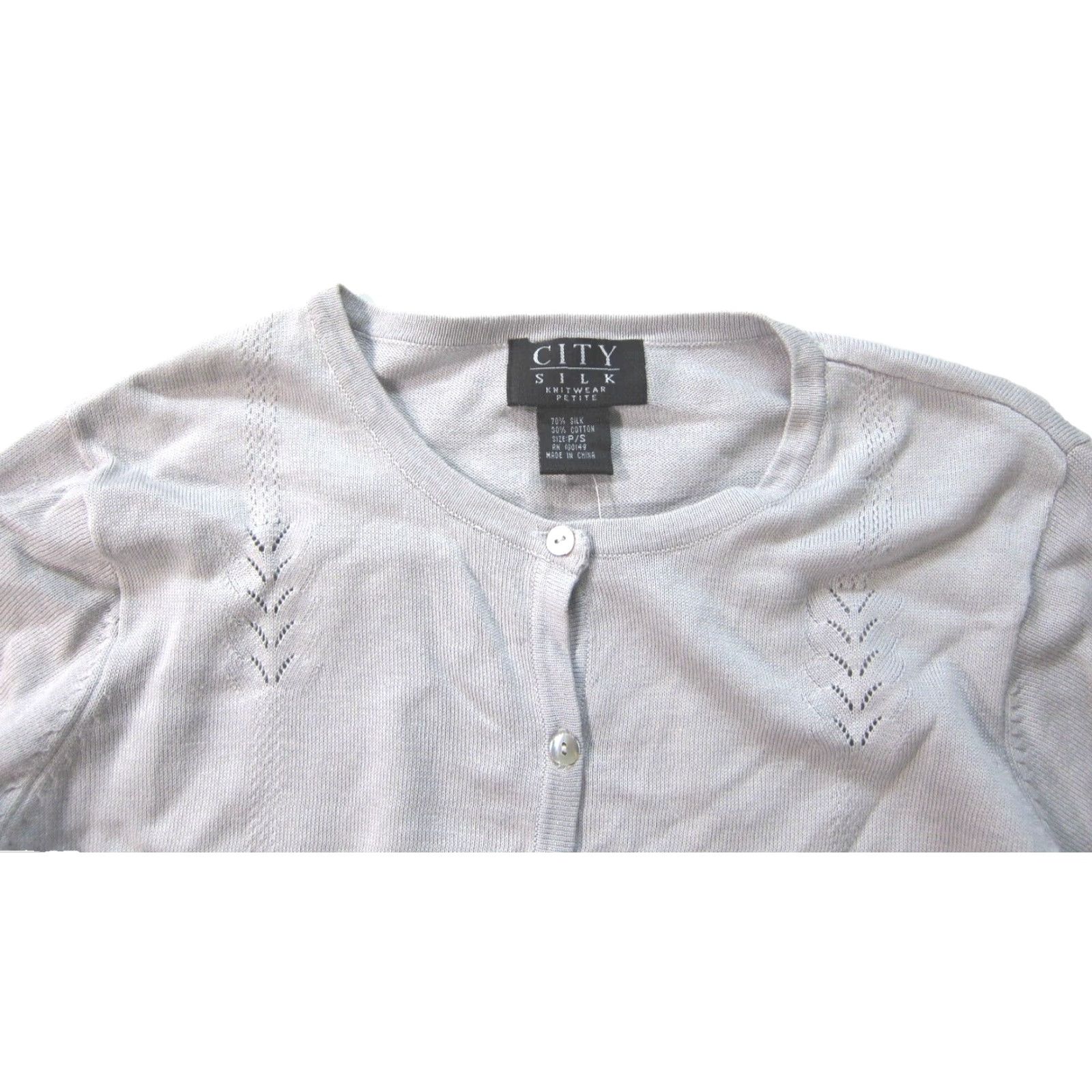 Vintage NWT City Silk Cotton Lightweight Grey Button Down Long Sleeve Cardigan Sweater Petite Small Size S / US 4 / IT 40 - 4 Thumbnail