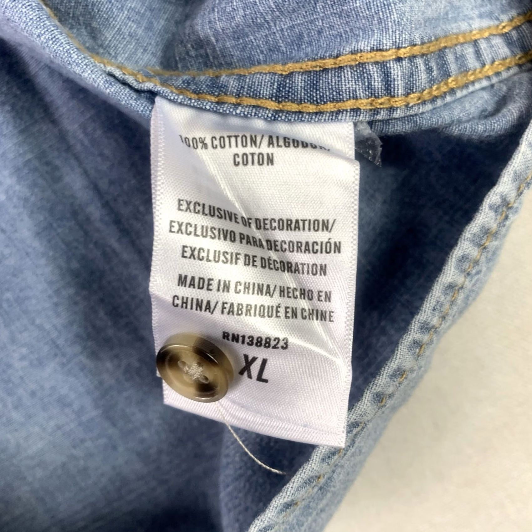 Vintage Boot Barn Western Blue Denim Shirt Mens XL Pearl Snap Cowboy Button-Up Long Sleeve Collared Blue Denim Regular Fit Pockets Embroidered Size US XL / EU 56 / 4 - 6 Thumbnail