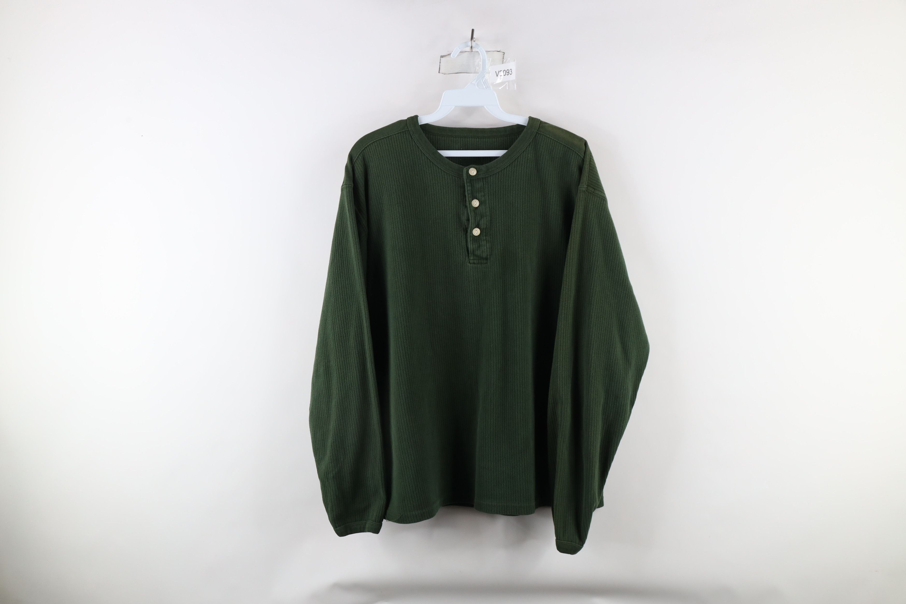 Vintage Vintage 90s Streetwear Ribbed Knit Boxy Fit Henley T-Shirt Size US L / EU 52-54 / 3 - 1 Thumbnail