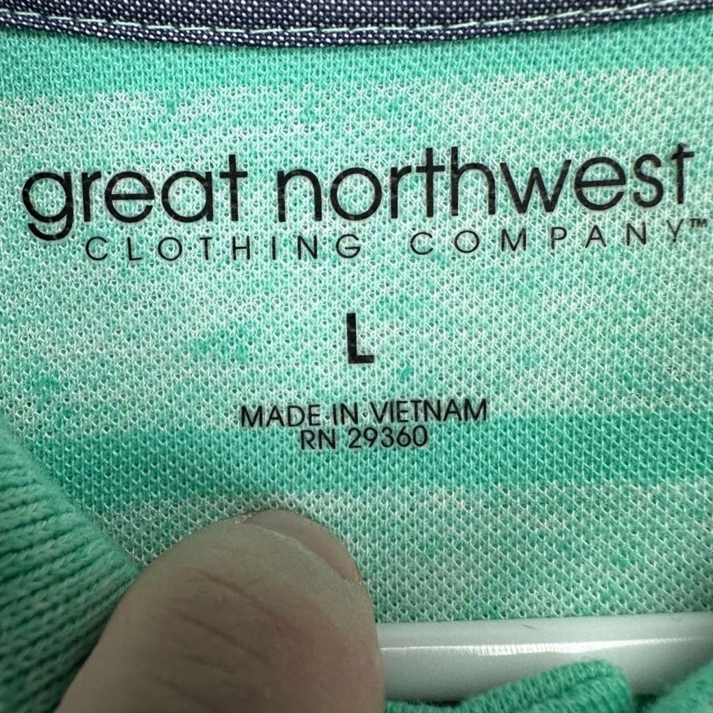 Vintage Great Northwest Polo Shirt Mens Large Mint Green Stripe Linen Blend Rugby NEW Size US L / EU 52-54 / 3 - 5 Thumbnail