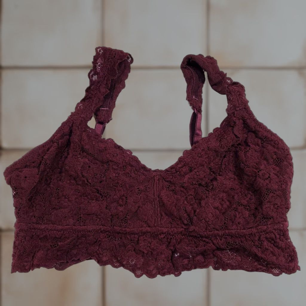 Vintage Aerie Women Bra Medium Red Bralette Unlined Wireless Pullover Adjustable Straps