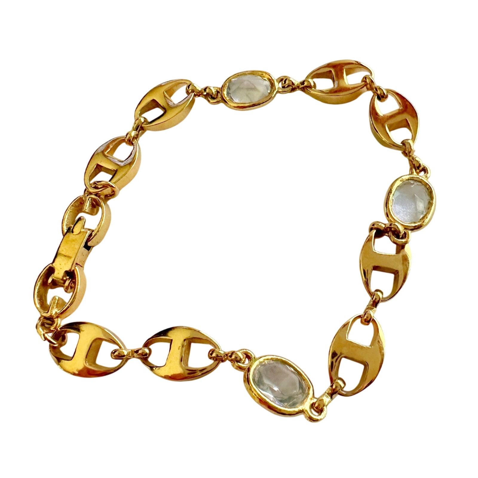 Givenchy Givenchy Oval Mirrored GG Gold Plate Bracelet w Gemstones Size ONE SIZE - 5 Thumbnail