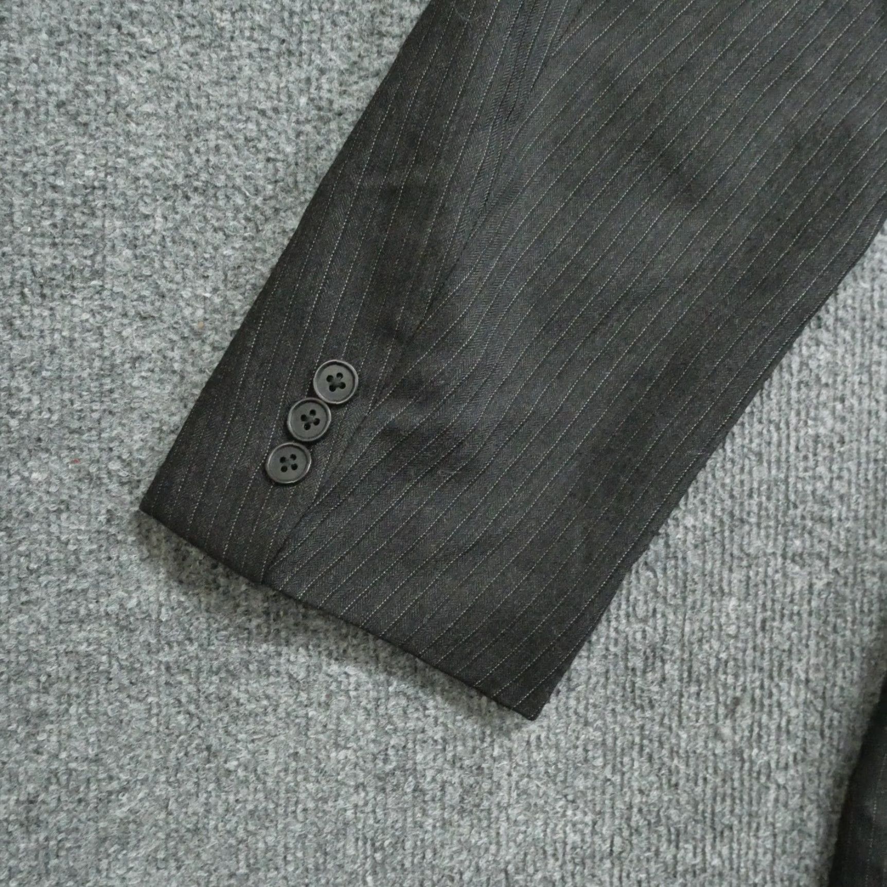 Emporio Armani VINTAGE Emporio Armani Jacket Blazer Mens 46 Grey Black Striped Made In Italy Size 46R - 6 Thumbnail