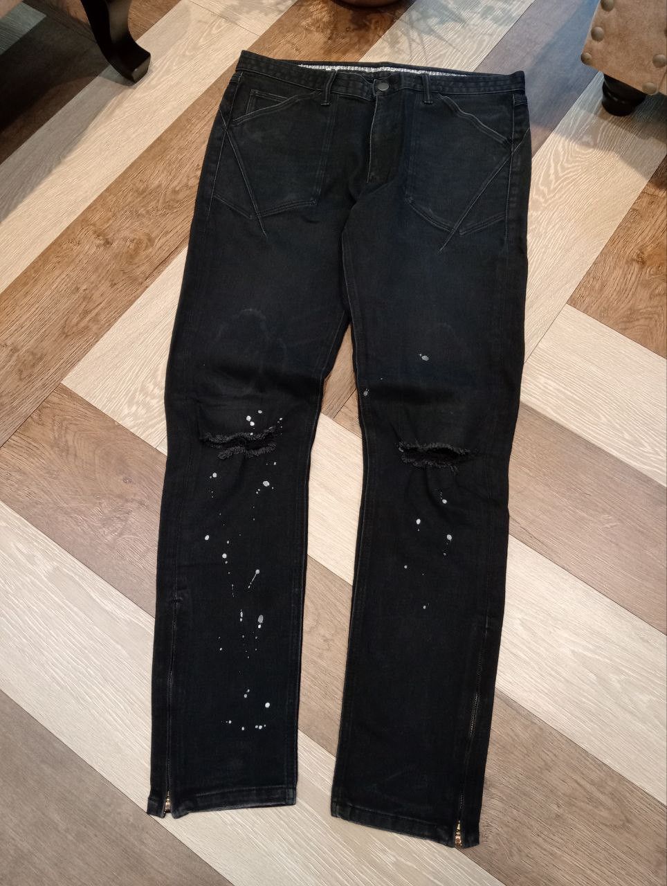 Number (N)ine NUMBER NINE JAPAN BLACK STRETCH ANKLE ZIP PANTS Size US 34 / EU 50 - 2 Thumbnail