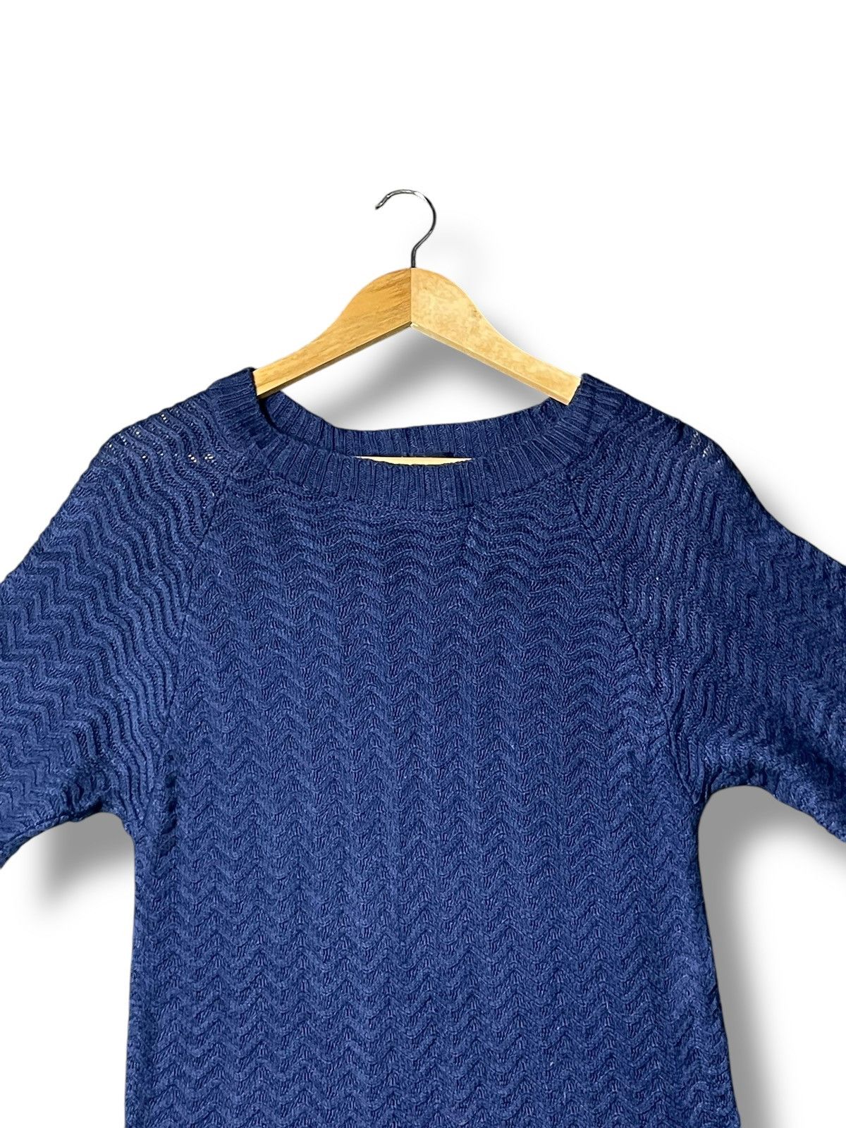 Designer × Japanese Brand × Vintage Modern Design Knitted Short Sleeve Shirts (44) Size US XXS / EU 40 - 2 Thumbnail