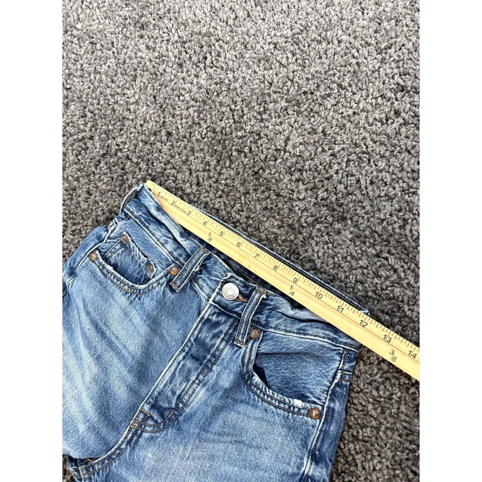 Aeropostale AEROPOSTALE Jeans 90s Baggy Light Wash Den om Women's 00 Relaxed High Rise Straight 30 In Inseam Denim Blue Cotton Blend Pockets Logo Size 24" / US 00 / IT 34 - 4 Thumbnail