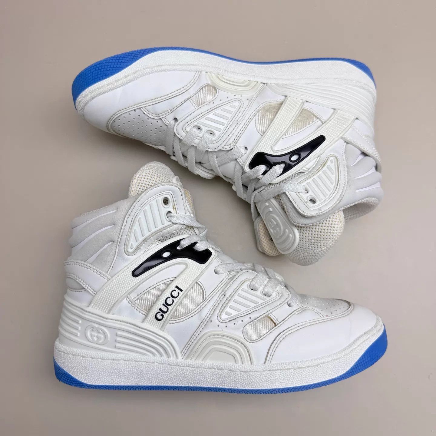 Gucci GUCCI Basket White & Blue Sneaker 35 99 New Size US 4.5 / IT 34.5 - 4 Thumbnail