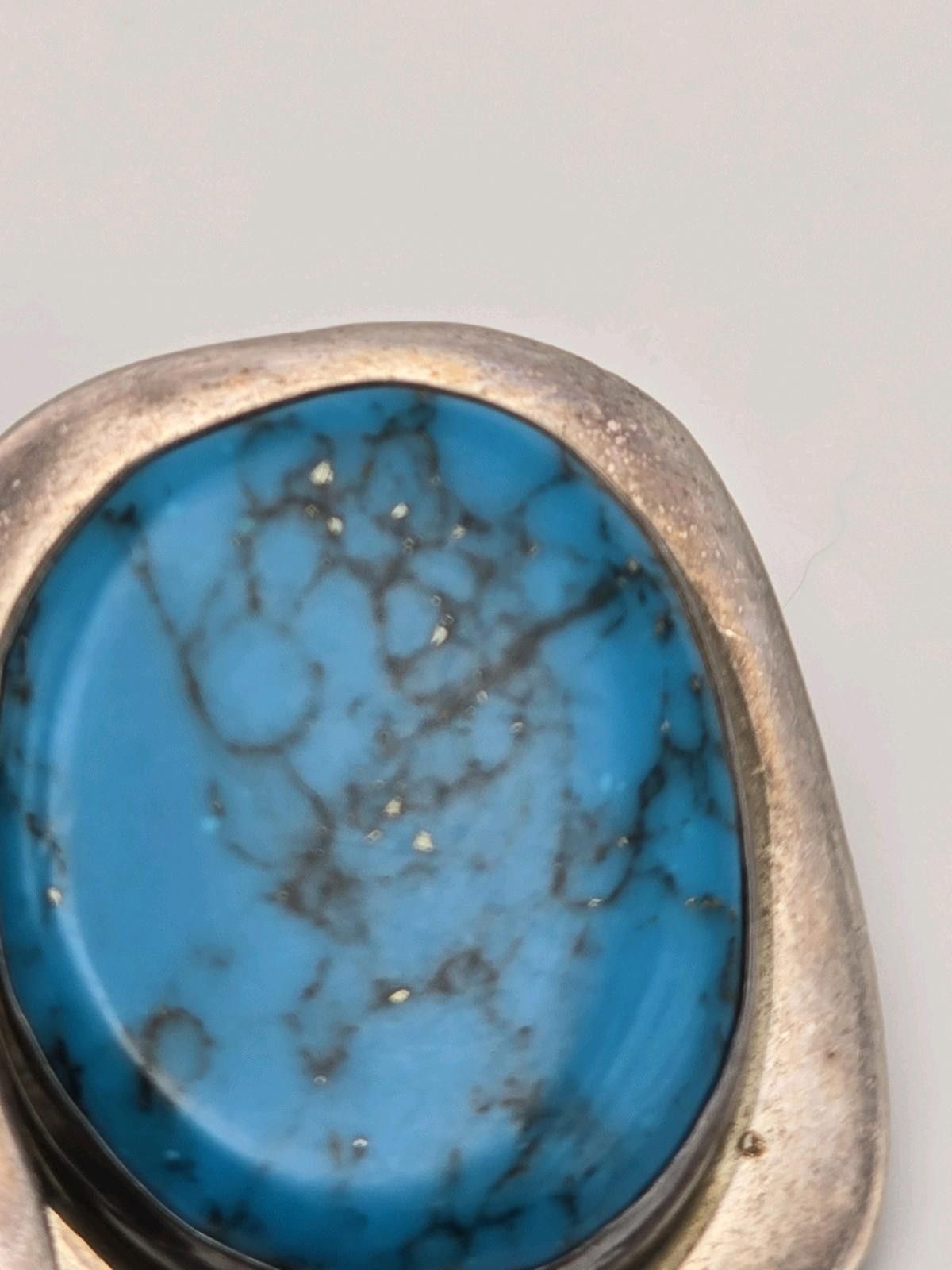 The Unbranded Brand Vintage Sterling Silver Earrings w Large Blue Turquoise Cabs Size ONE SIZE - 9 Thumbnail