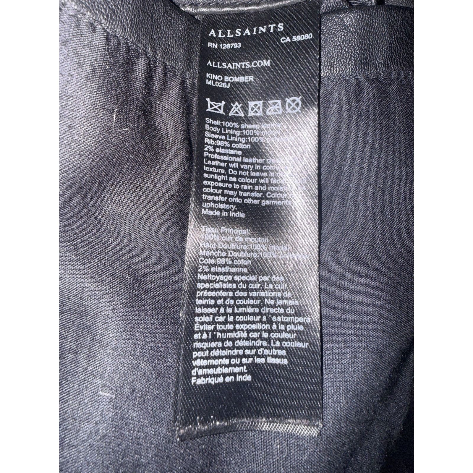 Allsaints All Saints kino Sheep leather Bomber jacket size L color Bla Size US L / EU 52-54 / 3 - 9 Thumbnail