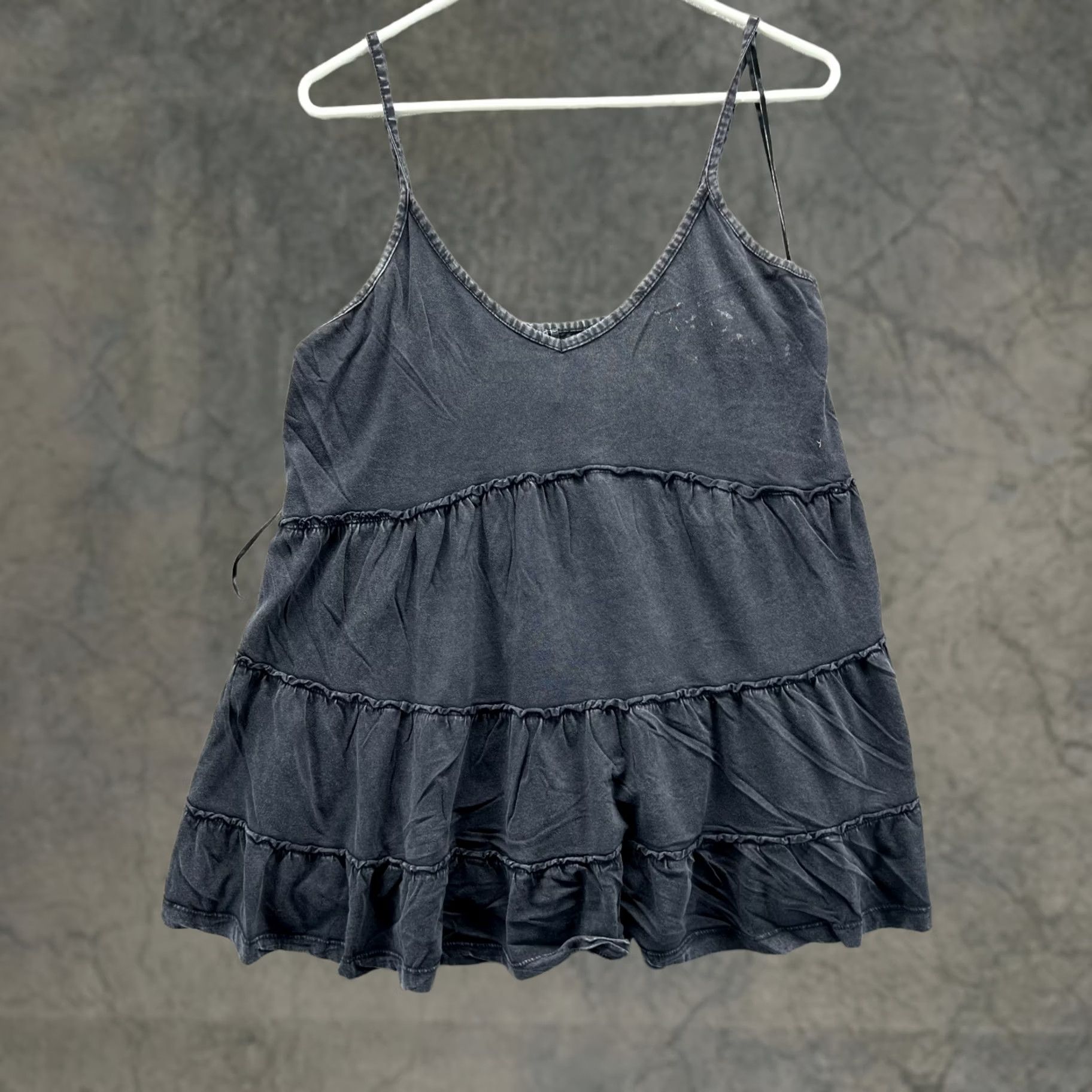 Anthropologie Anthropologie Tank Top Womens Medium Black Tiered Ruffle Sleeveless Grey Blouse Size M / US 6-8 / IT 42-44 - 1 Thumbnail
