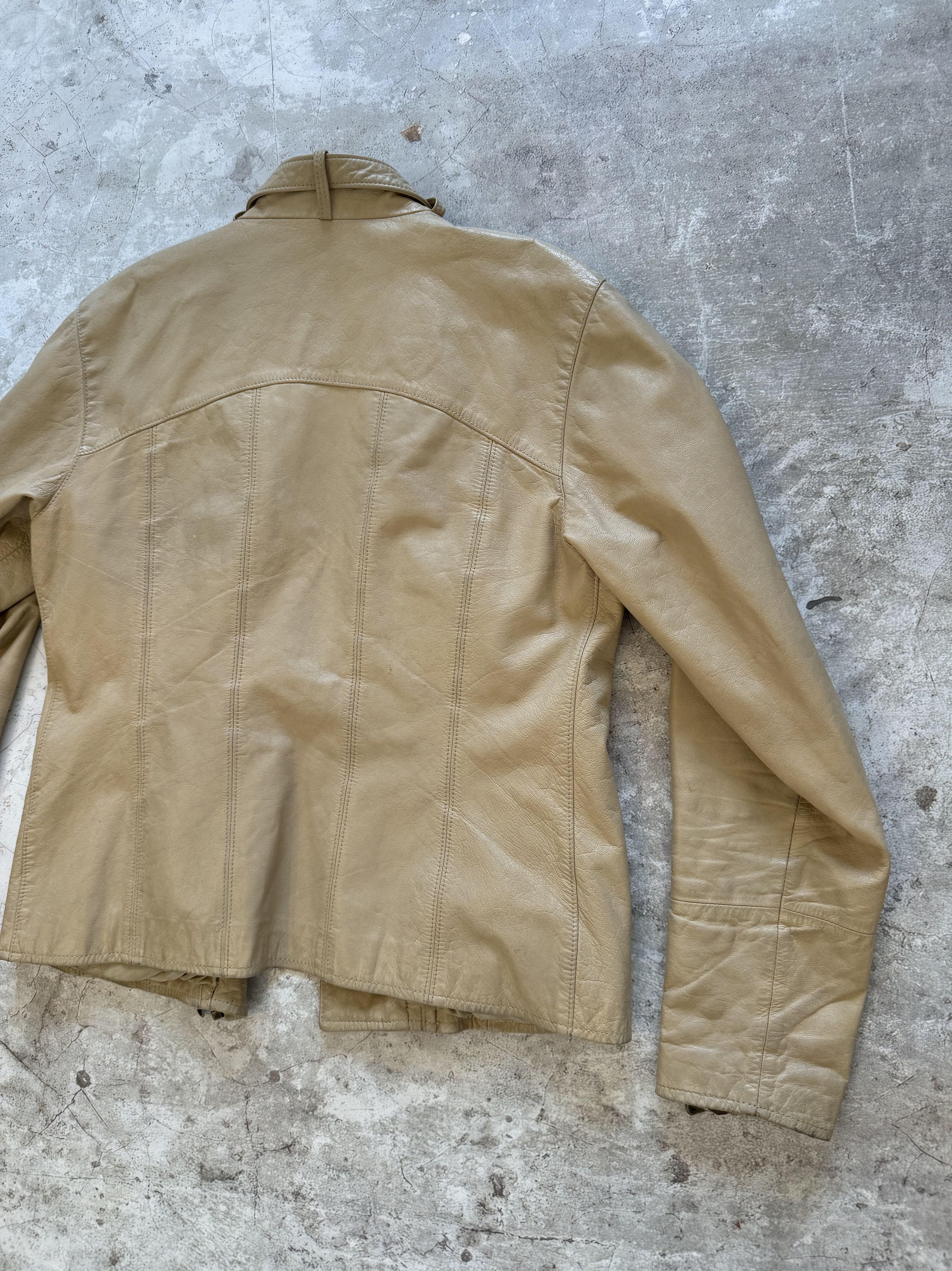 Dolce & Gabbana Dolce & Gabbana Rare Goatskin Leather Moto Jacket Beige Size US L / EU 52-54 / 3 - 13 Thumbnail