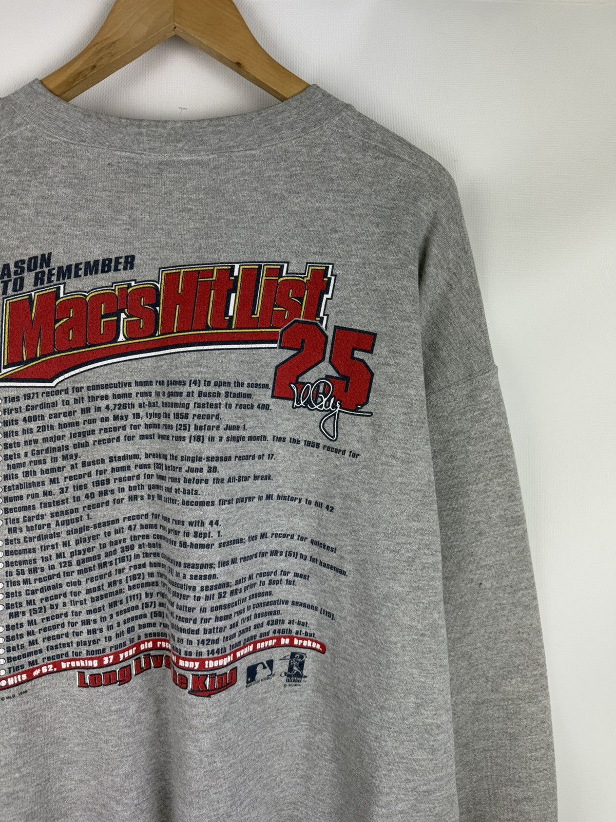 Lee × MLB × Vintage St Louis Cardinals Mark McGwire Home Run King 98 Sweatshirt Size US XL / EU 56 / 4 - 18 Thumbnail