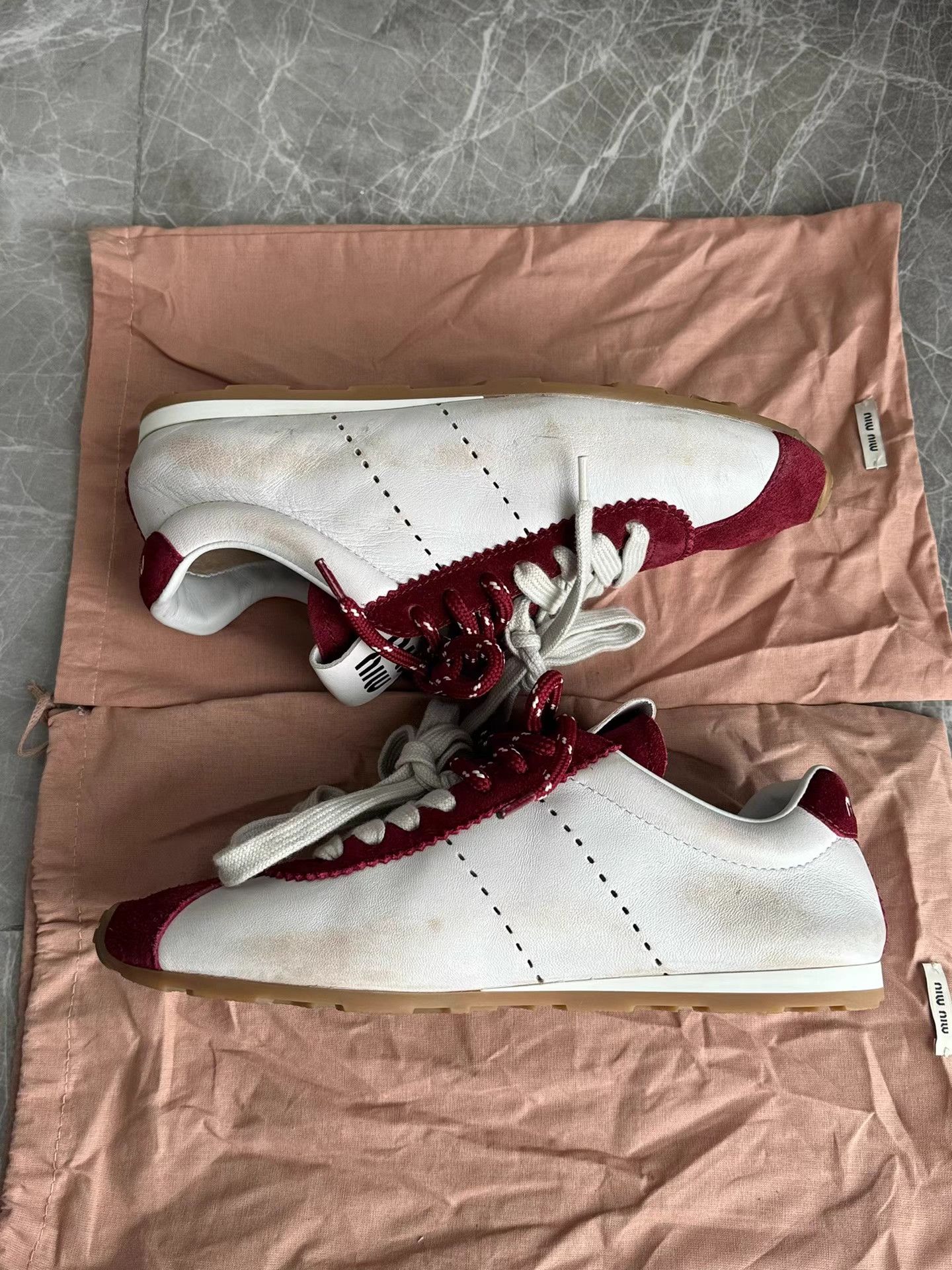 Miu Miu MiuMiu 25SS Red Suede Low-Top Trainer Sneakers K6 Size US 6.5 / IT 36.5 - 7 Thumbnail