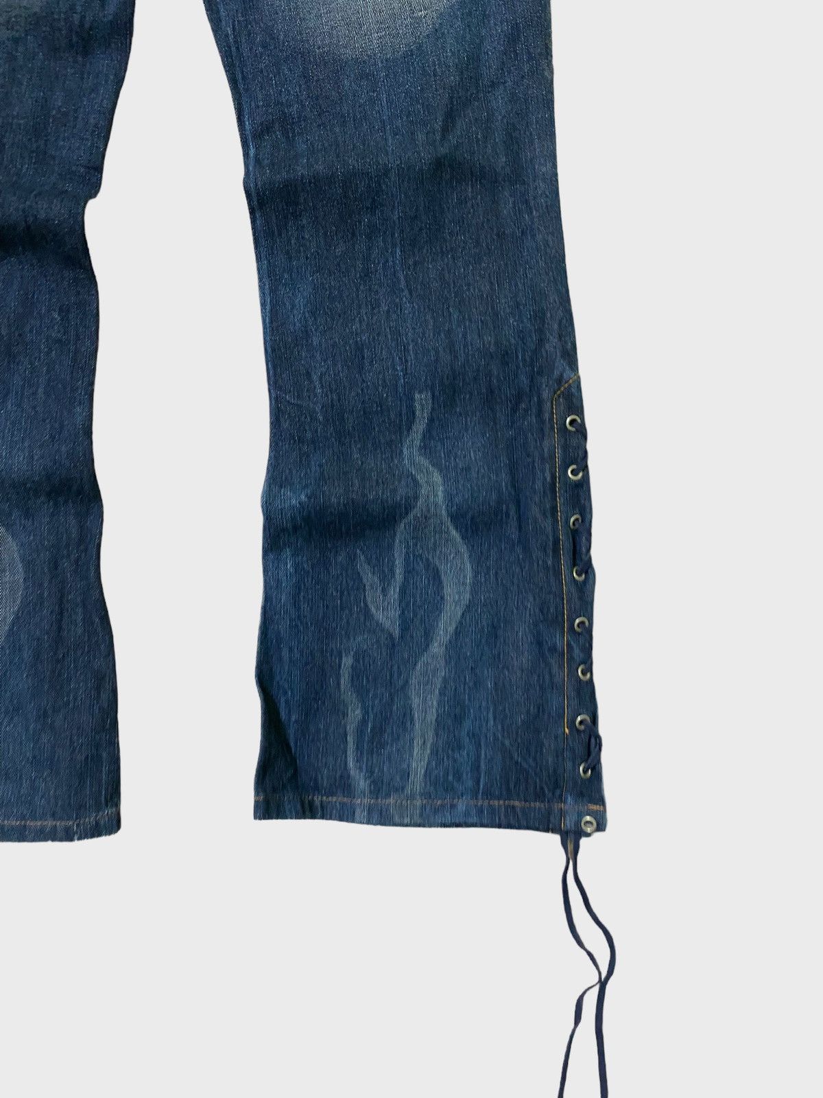 If Six Was Nine Flared Sho Bernings Lace Distressed Style Denim Size US 31 - 14 Thumbnail