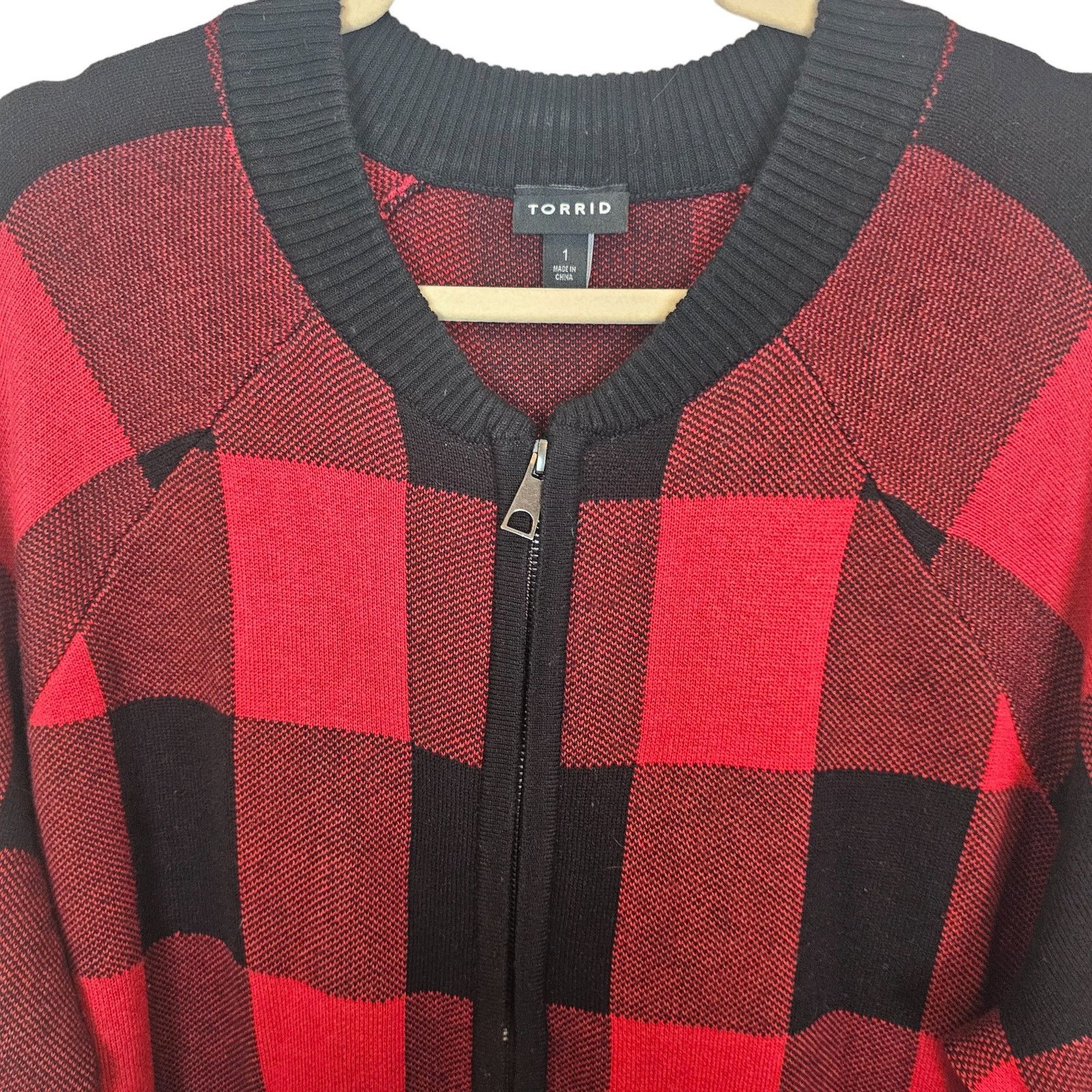 Corridor Torrid Buffalo Plaid Sweater Jacket Full Zip 1X Academia Size XL / US 12-14 / IT 48-50 - 3 Thumbnail