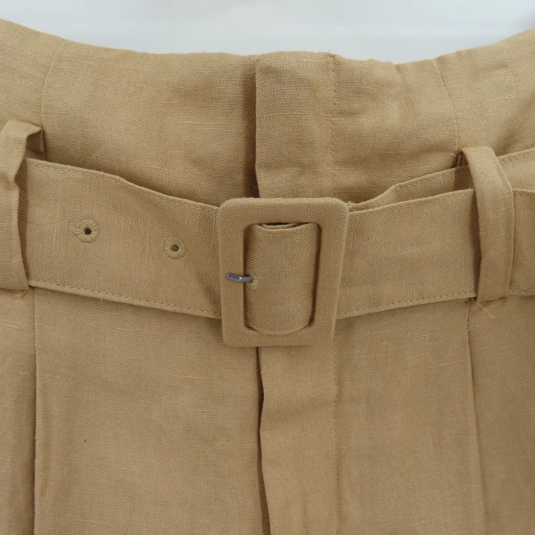 Vintage A New Day Womens 2 Pants Belted Linen Blend High Waist Brown Tan Dress Pants Modern Workwear Size 26" / US 2 / IT 38 - 3 Thumbnail