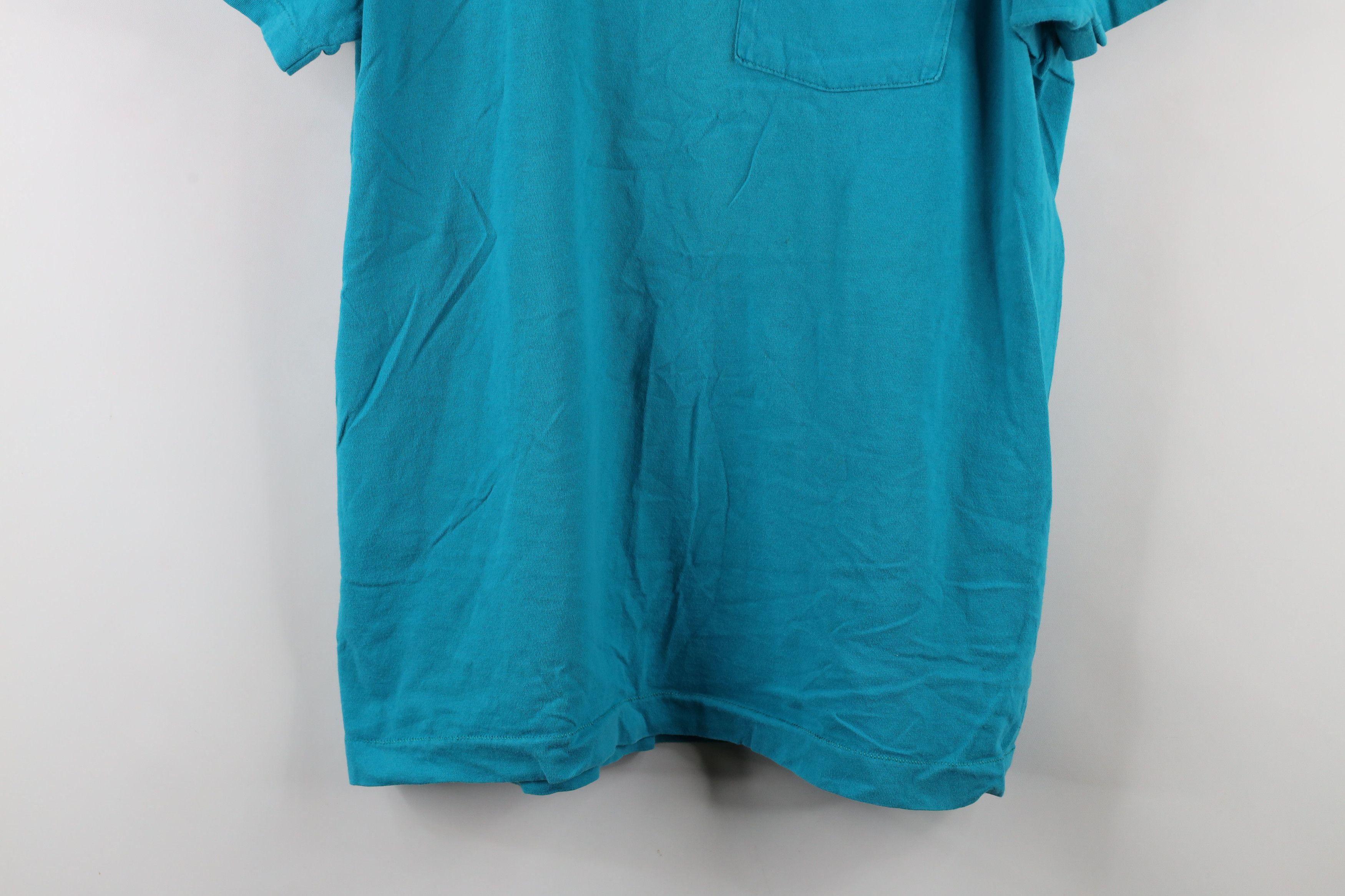 Vintage Vintage 90s Streetwear Blank Cotton Pocket T-Shirt Teal USA Size US XL / EU 56 / 4 - 3 Thumbnail