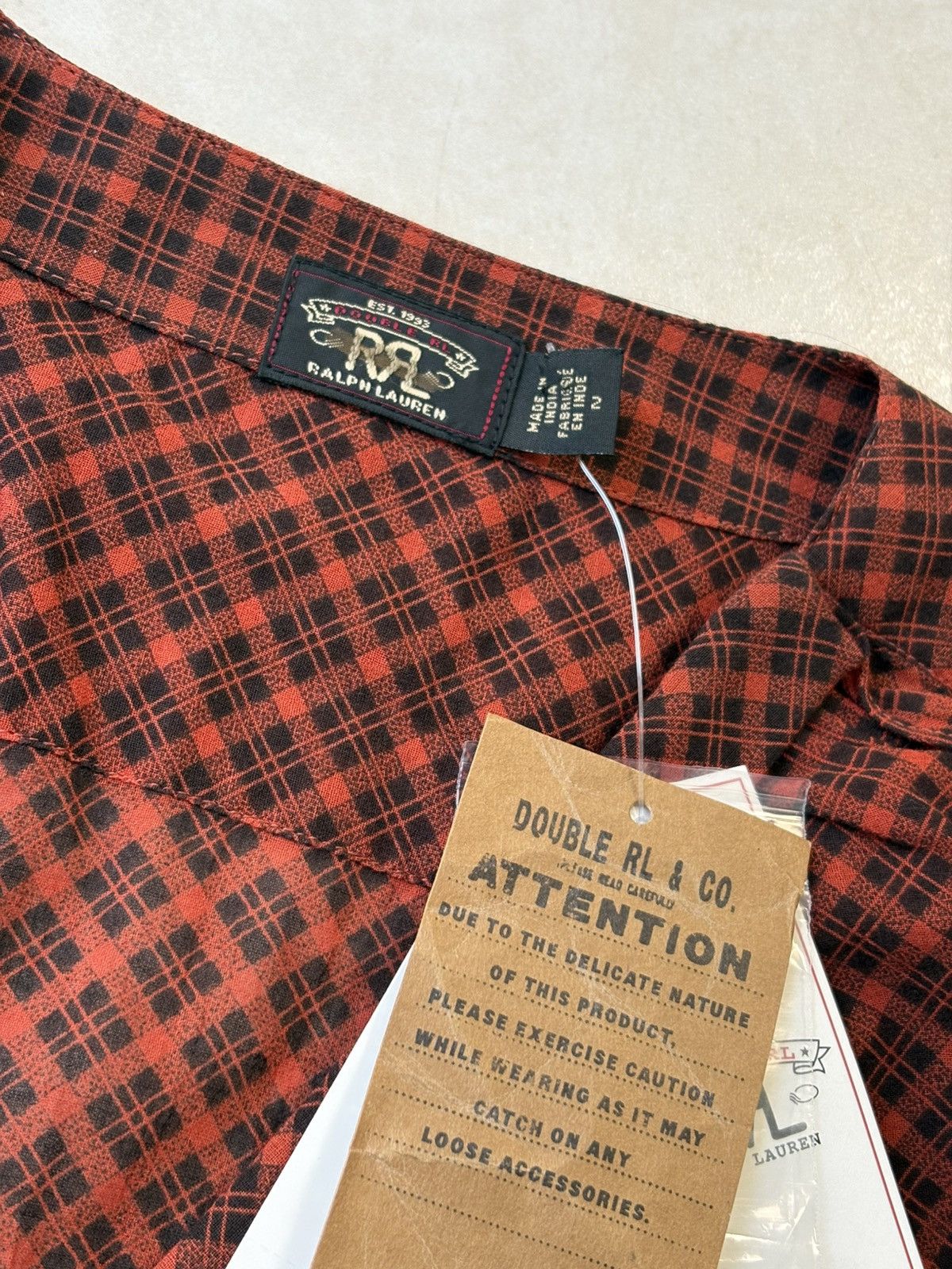 RRL Ralph Lauren Burgundy Plaid Western Blouse Double RL Women XS New Size XS / US 0-2 / IT 36-38 - 4 Thumbnail