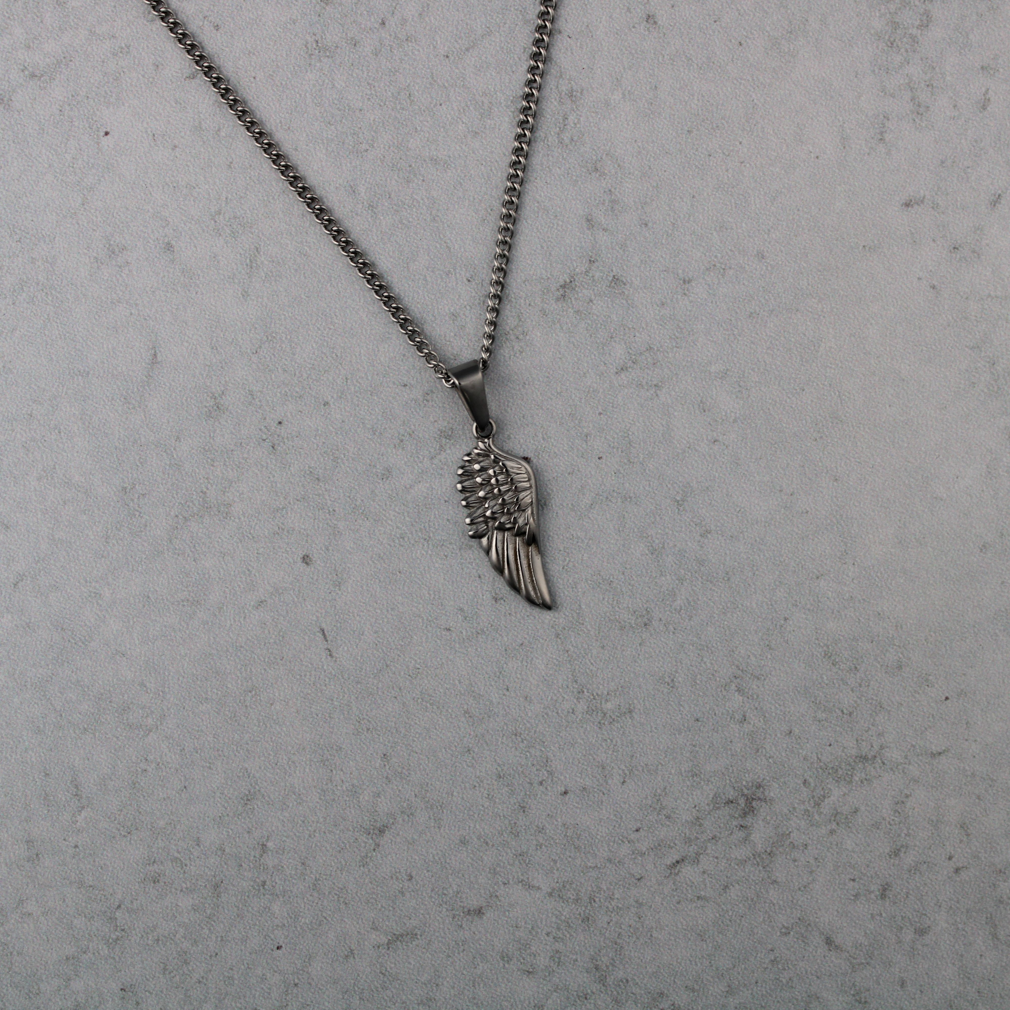 Jewelry Silver Wing Pendant Chain Necklace Stainless Steel Size ONE SIZE - 4 Thumbnail