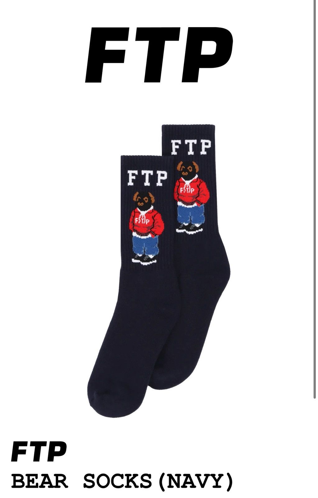 Fuck The Population Ftp bear socks (navy) Size ONE SIZE - 3 Thumbnail