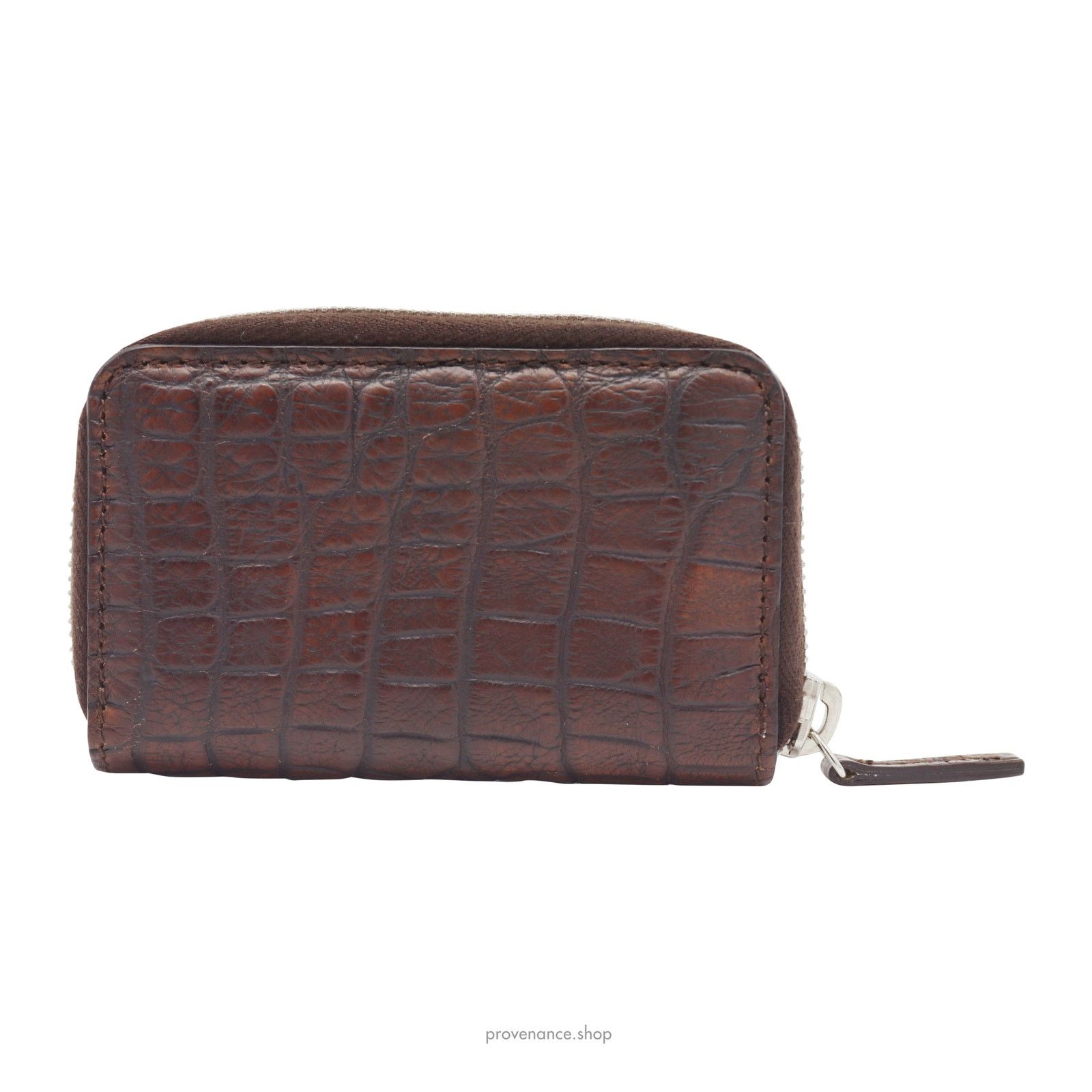 Gucci 🔴 Gucci Compact Zip Wallet - Chocolate Crocodile Leather Size ONE SIZE - 2 Thumbnail