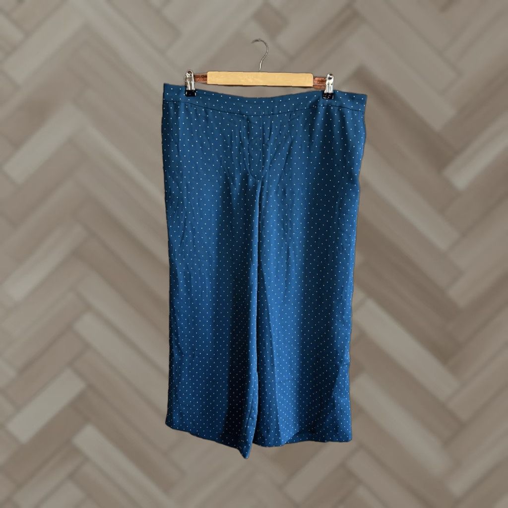 J. Jill J. Jill Womens Pants Blue Polka Dot Wide-Leg Pull On Size L Size 36" / US 14 / IT 50 - 1 Thumbnail