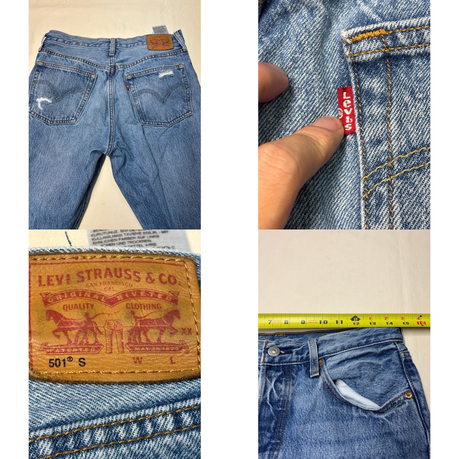 Levi's VINTAGE Levi's 501 Women Jeans Straight Jeans Women Medium Wash Distressed Button Fly Slim 29x30 Blue 5-Pocket Denim 100% Cotton Womens Size 29" - 8 Thumbnail