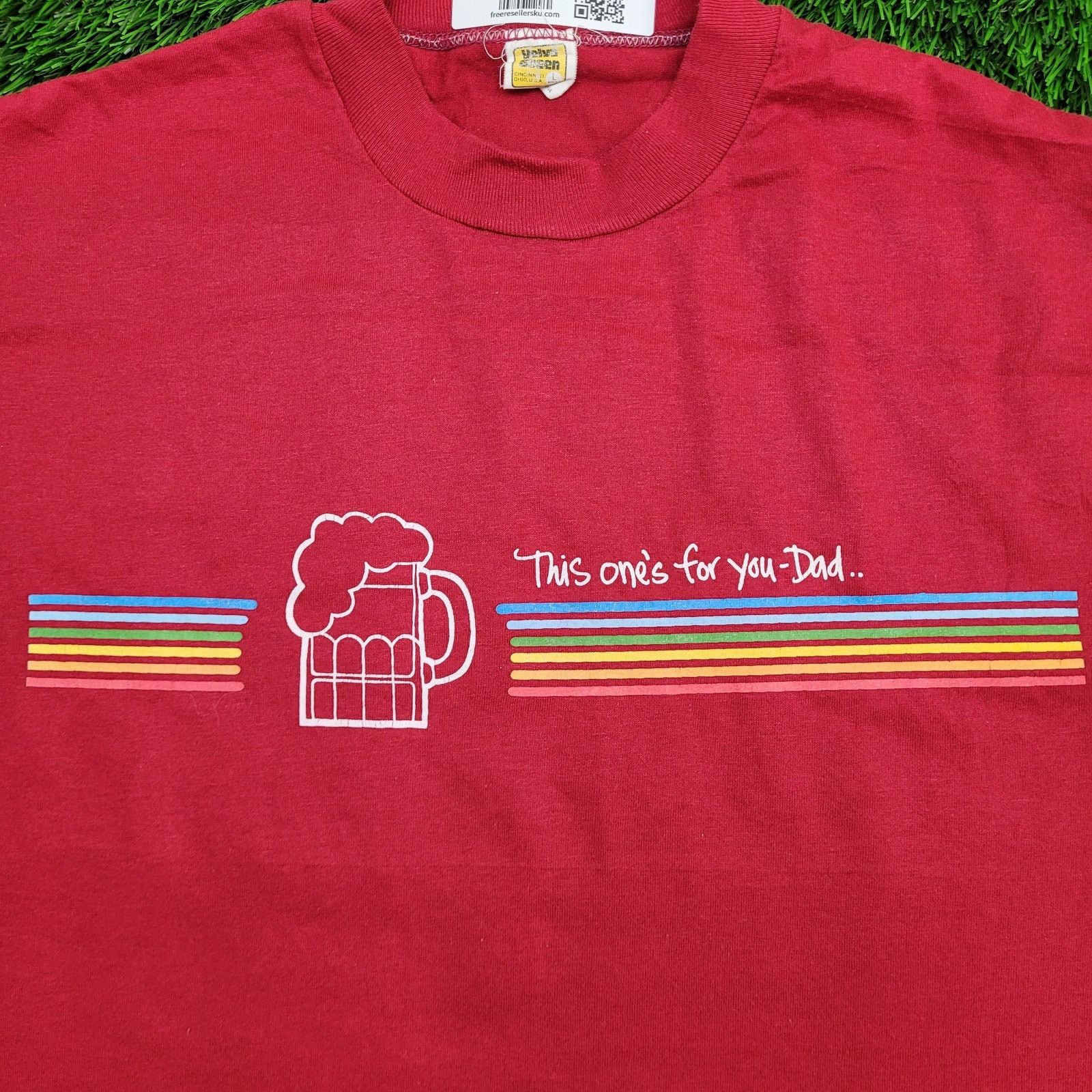 Velva Sheen VTG 70s Rainbow Stripe Beer Dad T-Shirt Medium Velva Sheen Size US M / EU 48-50 / 2 - 3 Thumbnail