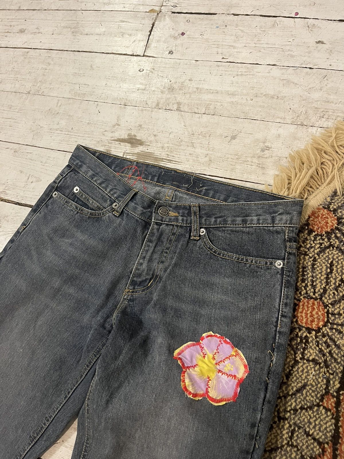 Kapital 90s Vintage Flared Sashiko Boro Patchwork Repaired Denim Size 32" / US 10 / IT 46 - 6 Thumbnail
