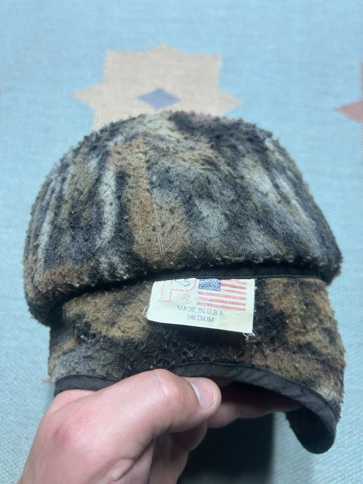 Vintage VTG 80s camo trapper hat flap Trebark camouflage fleece USA Size ONE SIZE - 5 Thumbnail