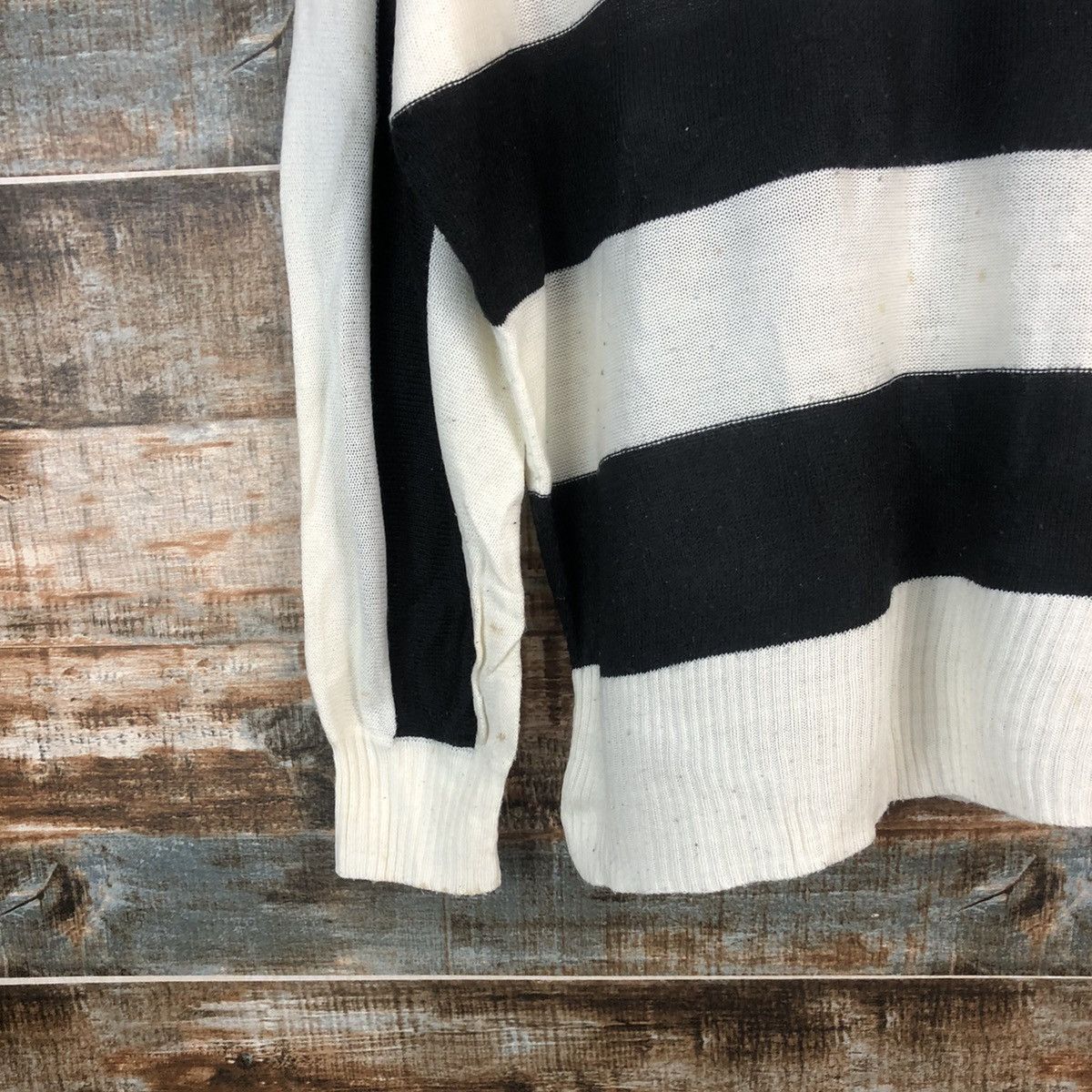 Homespun Knitwear × LOWRYS FARM A Part Of Lowyrs White Black stripe Knitwear #A1795 Size US M / EU 48-50 / 2 - 7 Thumbnail