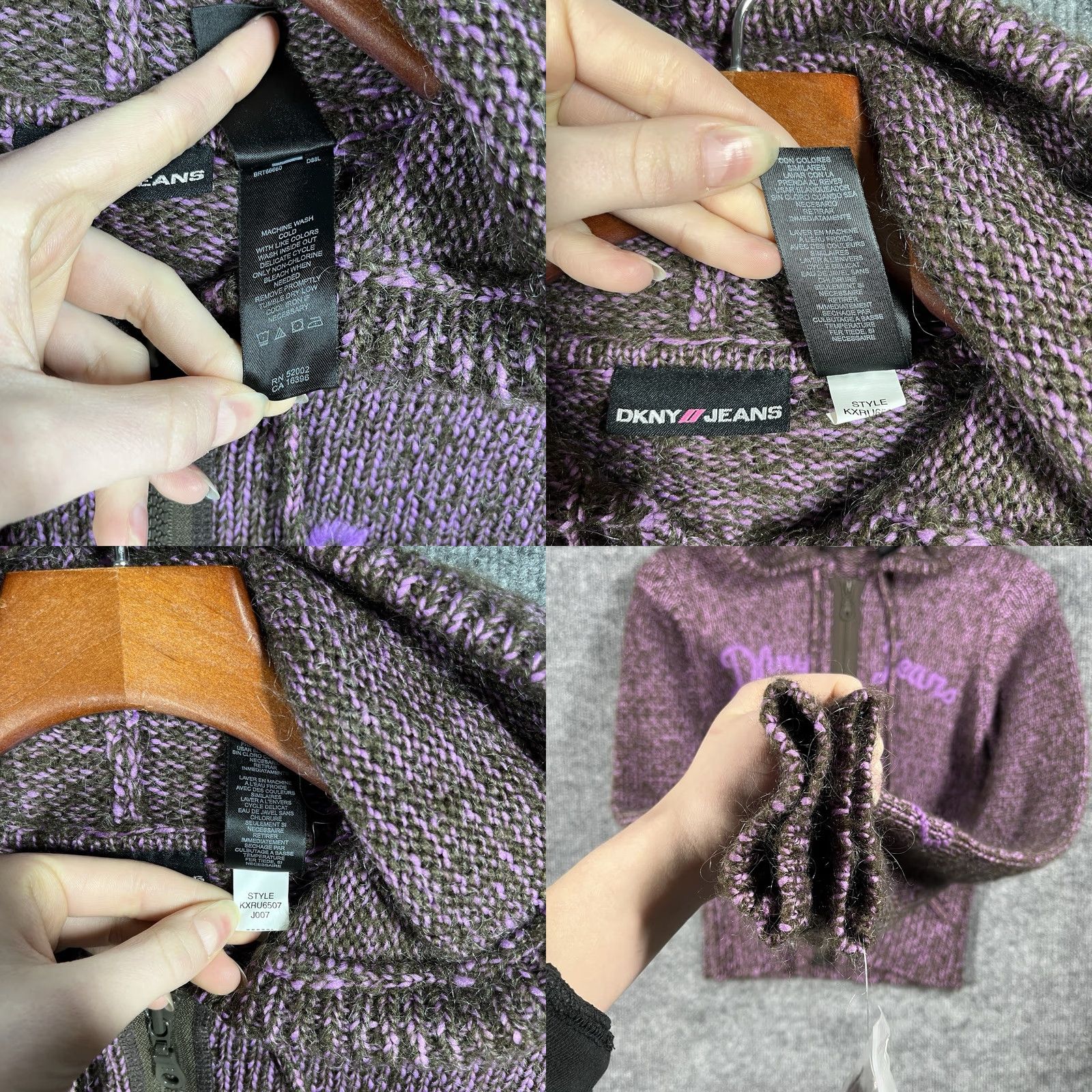 DKNY VINTAGE DKNY Jeans Zip Hoodie Shirt Womens L Pink 90s Bratz Mohair Knit Cropped Brat Y2K NWT Size L / US 10 / IT 46 - 8 Thumbnail