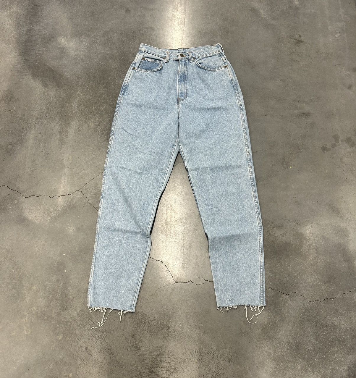 Vintage Custom Chic high waisted straight leg distressed jeans Size 32" / US 10 / IT 46 - 1 Thumbnail