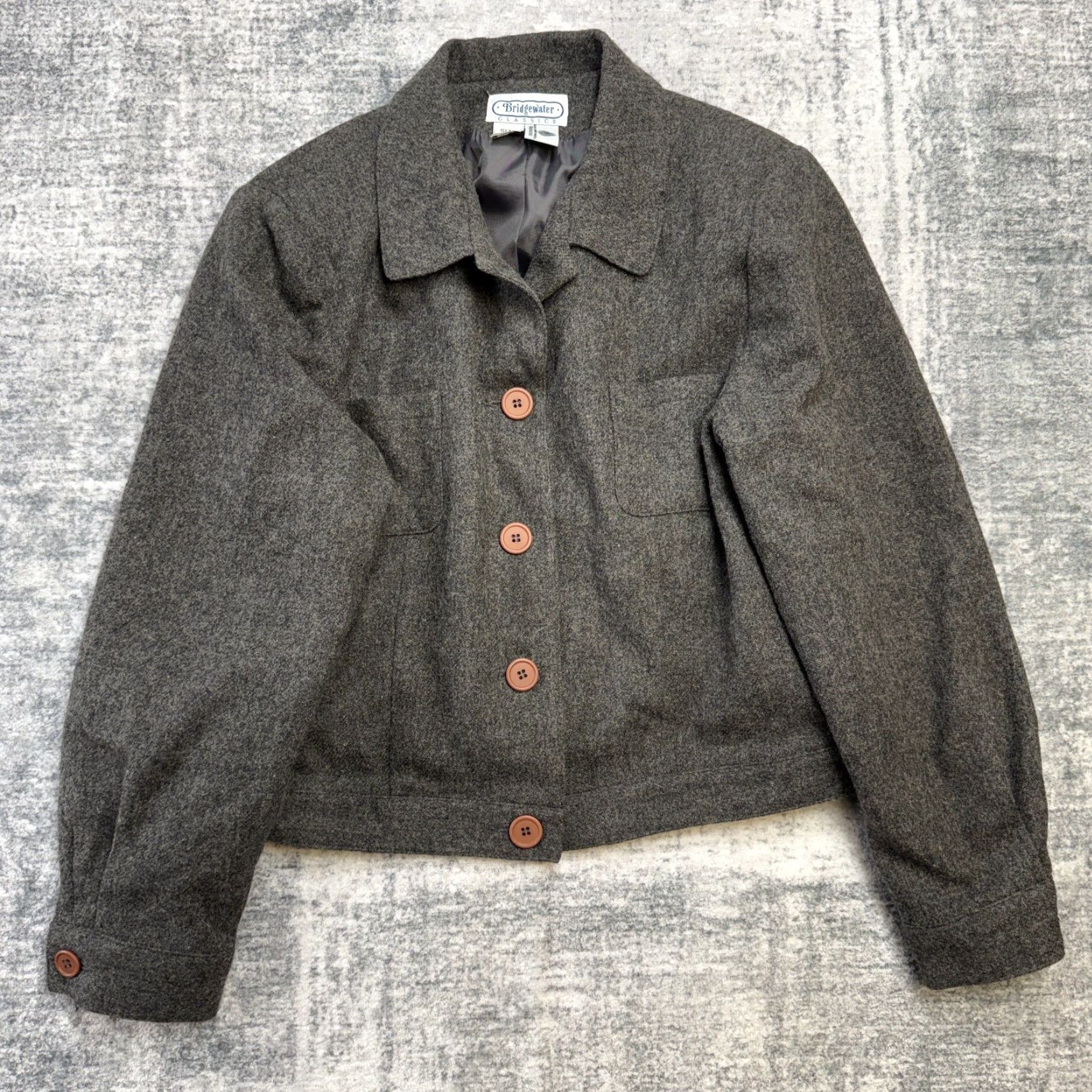 Vintage VINTAGE Bridgewater Classics Jacket Womens 12 Gray Wool Cropped Academia Heritage Bomber Jacket Size XL / US 12-14 / IT 48-50 - 2 Thumbnail
