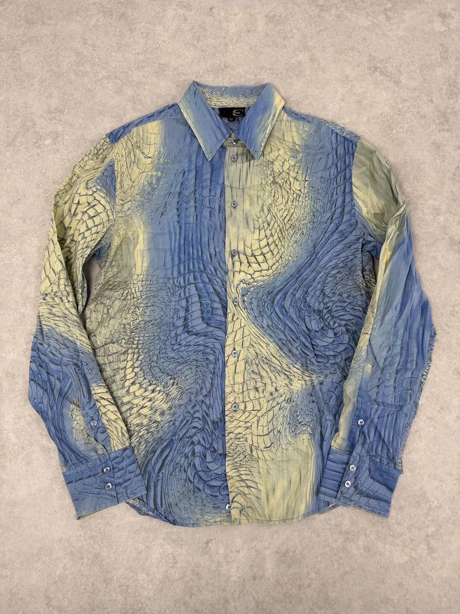 Just Cavalli SS2002 Cavalli Blue & Beige Crocodile Effect Shirt Size US L / EU 52-54 / 3 - 3 Thumbnail