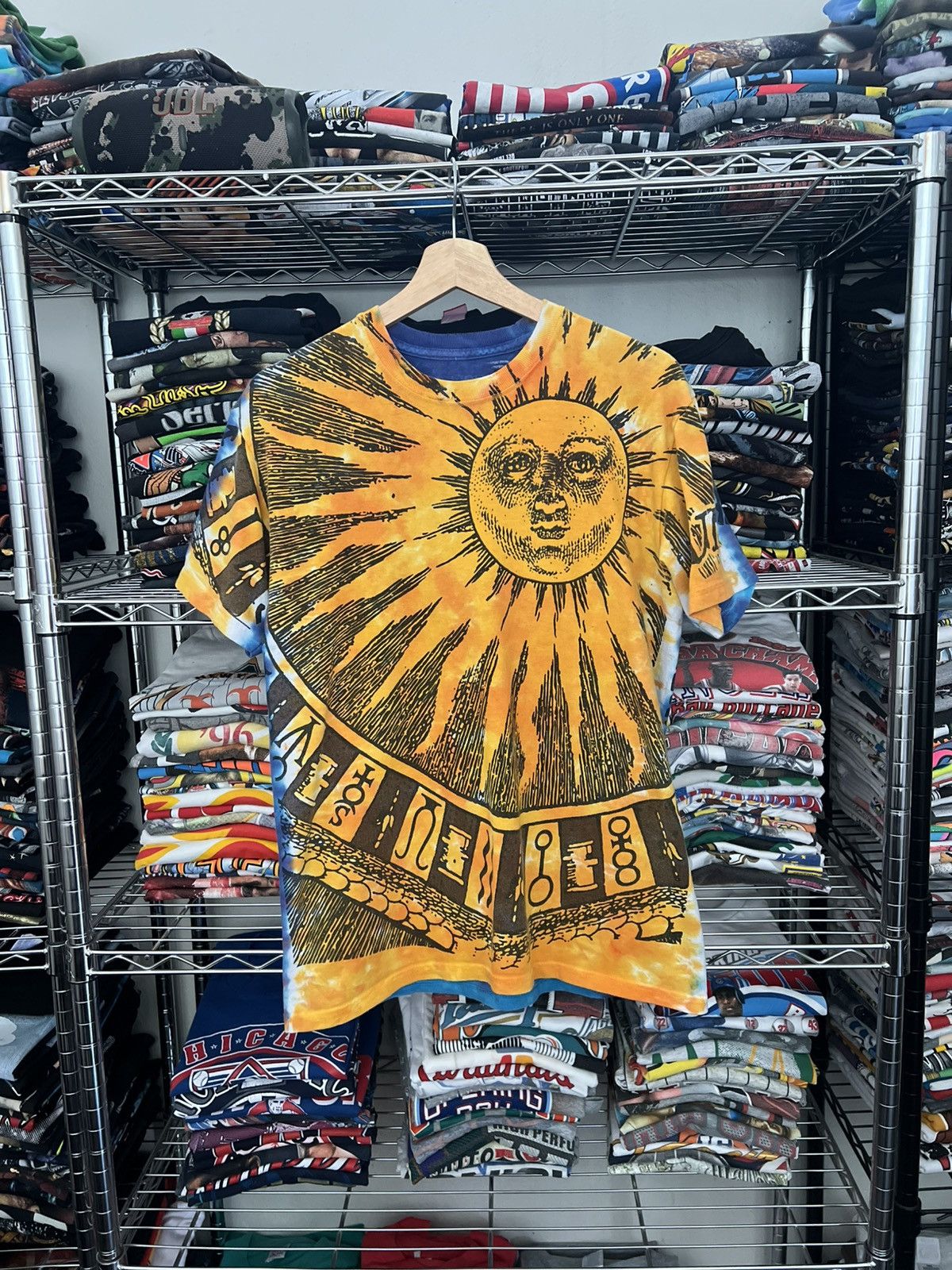 2000s Liquid Blue Sun & Moon Art Tee