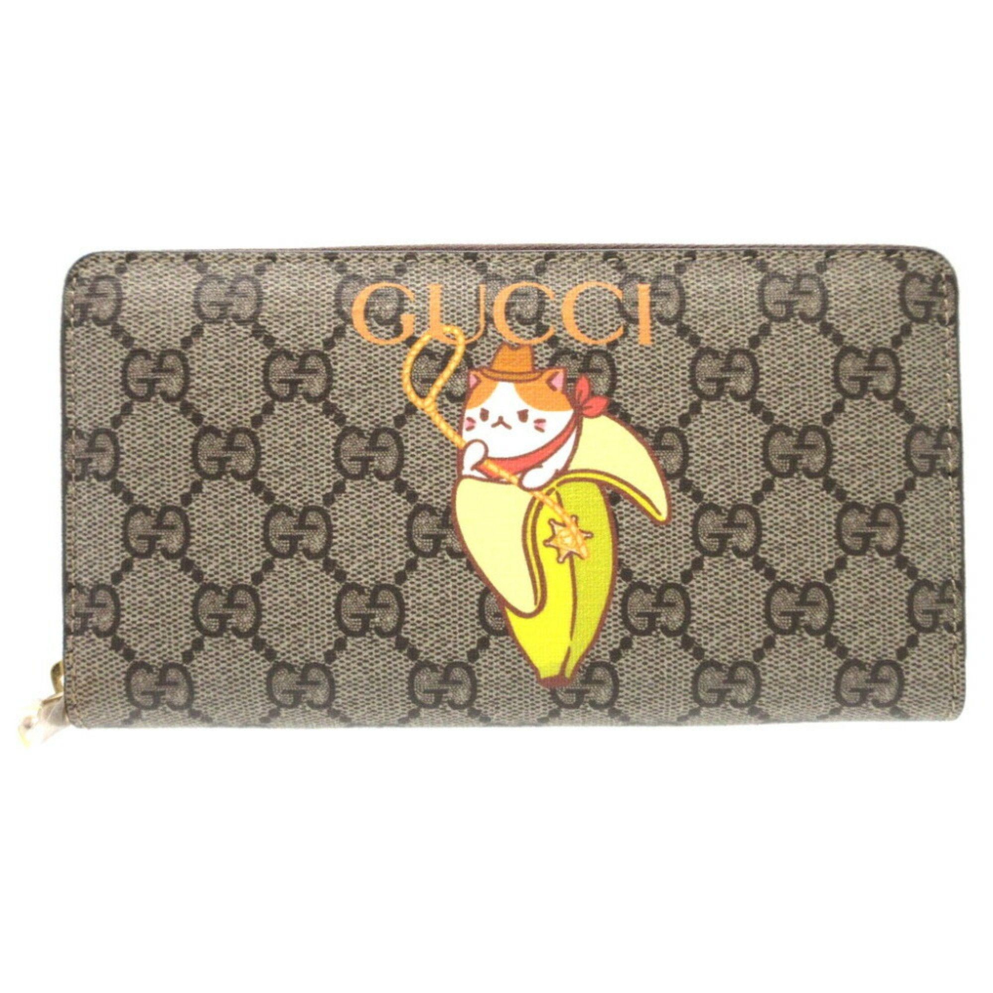 image of Gucci 701060 GG Supreme Bananya Collaboration Beige Round Long Wallet 0075 6B0075Szi5 in White, Wom