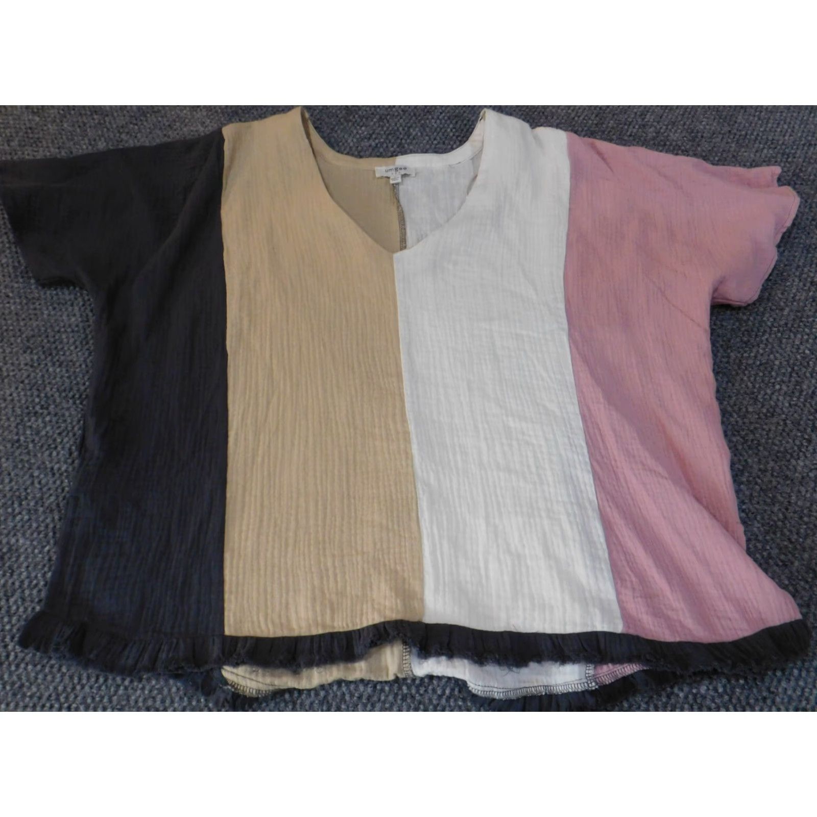 Pinko UMGEe Designer Blouse Short Sleeve Round Neck Pullover Pink Striped Knit 100% Cotton Regular M Womens Size M / US 6-8 / IT 42-44 - 2 Thumbnail